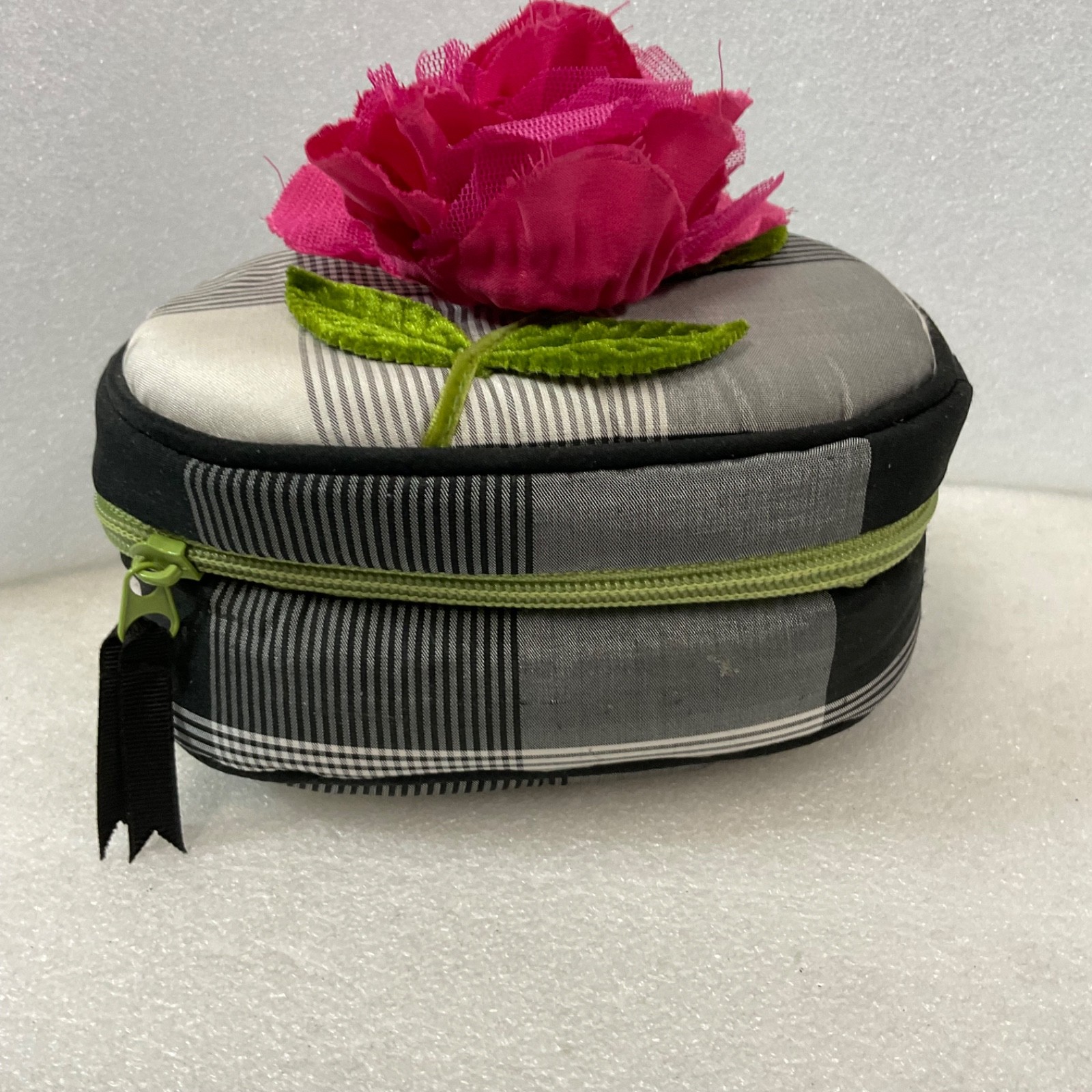 Goody Goody California Plaid Floral Travel Soft Jewelry Case 6.75in - Image 1