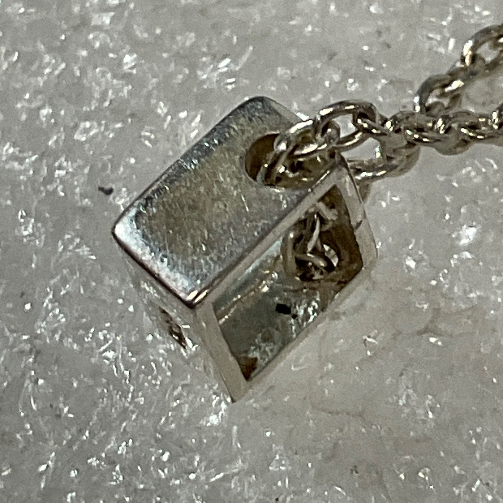 16in Sterling Silver Necklace Square Blue Gem Pendant 2.83g Minimalist Jewelry - Image 8