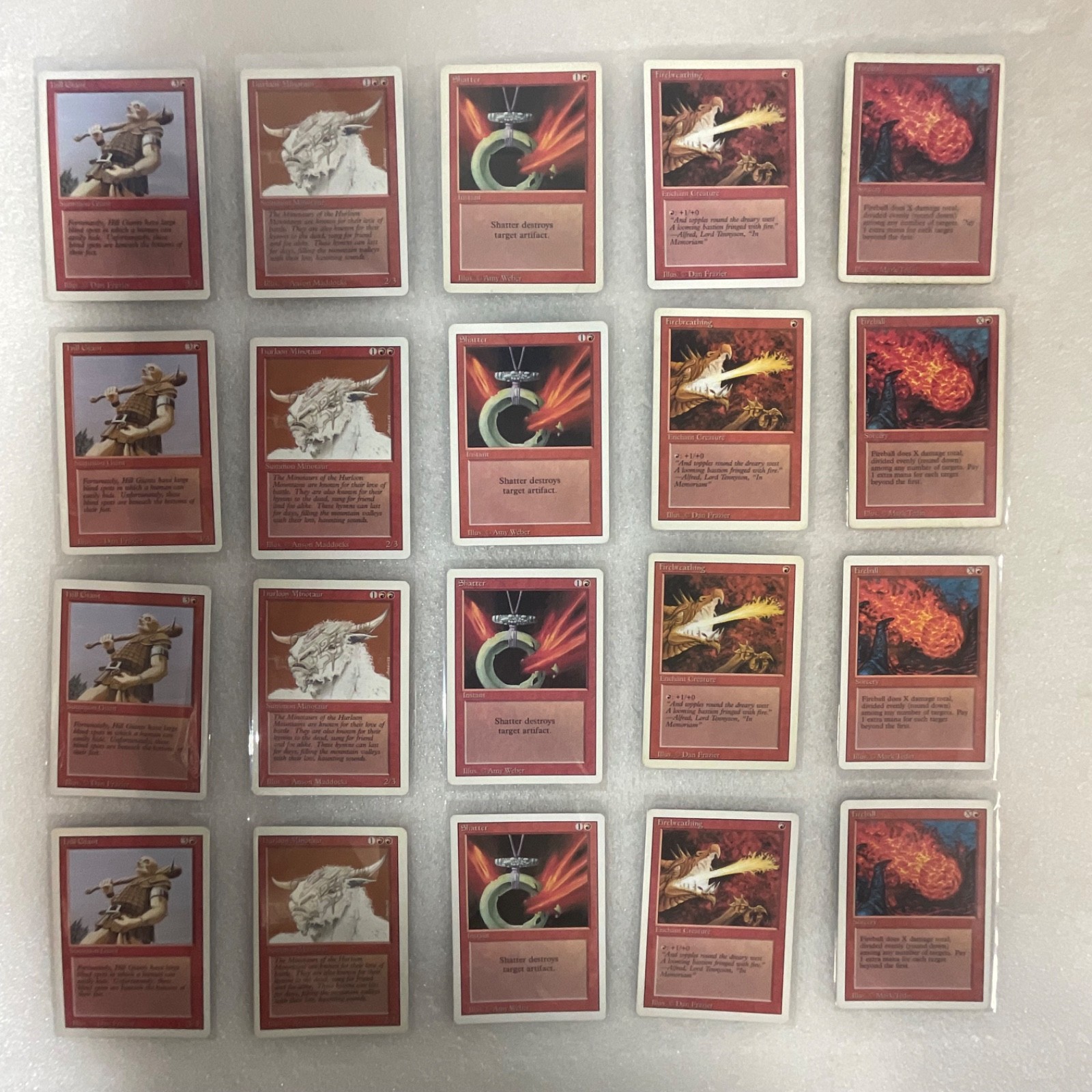 MTG 20 Card Red Revised 3ED Lot Hill Giant Shatter Fireball - Image 1