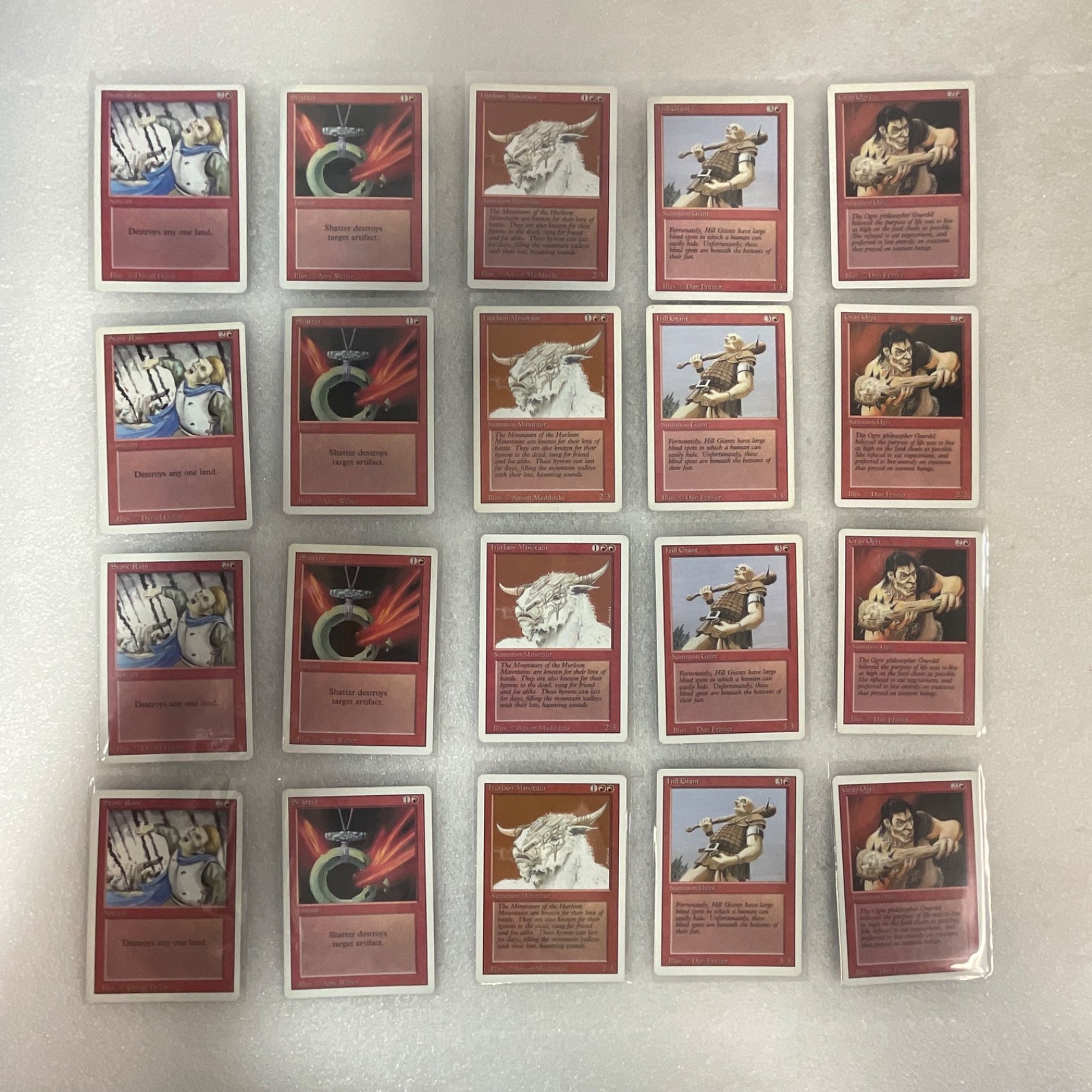 MTG 20-Card Revised Red Lot Stone Rain Shatter Hill Giant Minotaur - Image 1