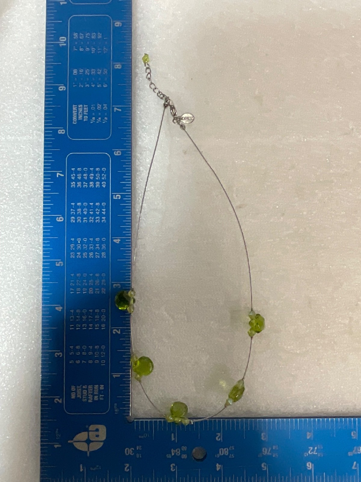 16in Express Green Glass Bead Necklace Silver Tone Wire Minimalist Jewelry - Image 7