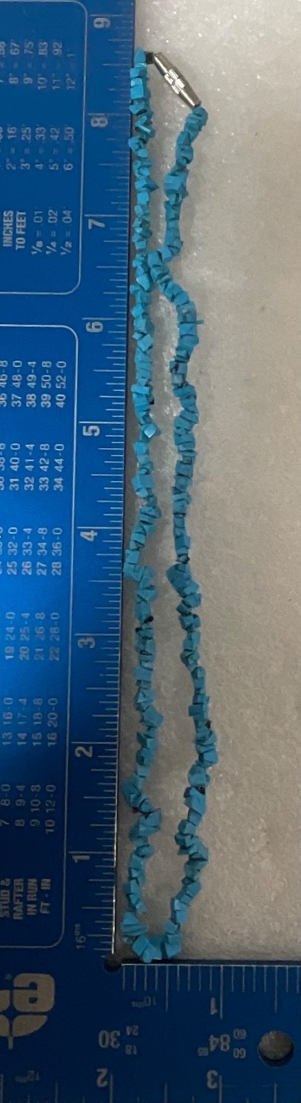 18in Turquoise Chip Beaded Necklace Magnetic Clasp Southwest Style 8.68g - Image 5