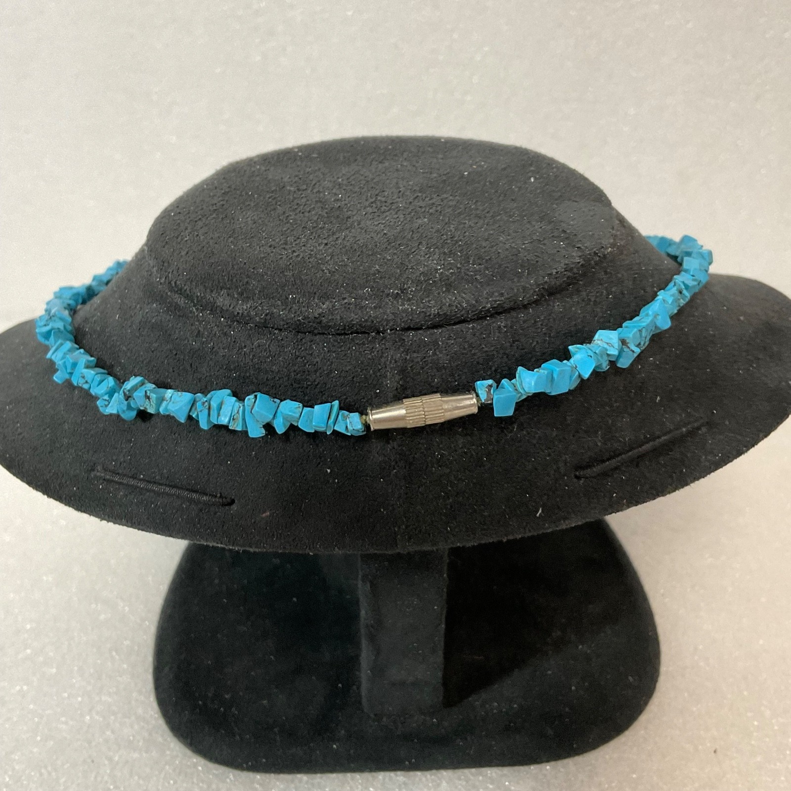 18in Turquoise Chip Beaded Necklace Magnetic Clasp Southwest Style 8.68g - Image 7