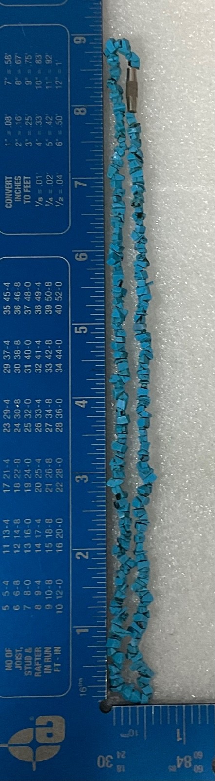 18in Turquoise Chip Beaded Necklace Magnetic Clasp Southwest Style 8.68g - Image 10