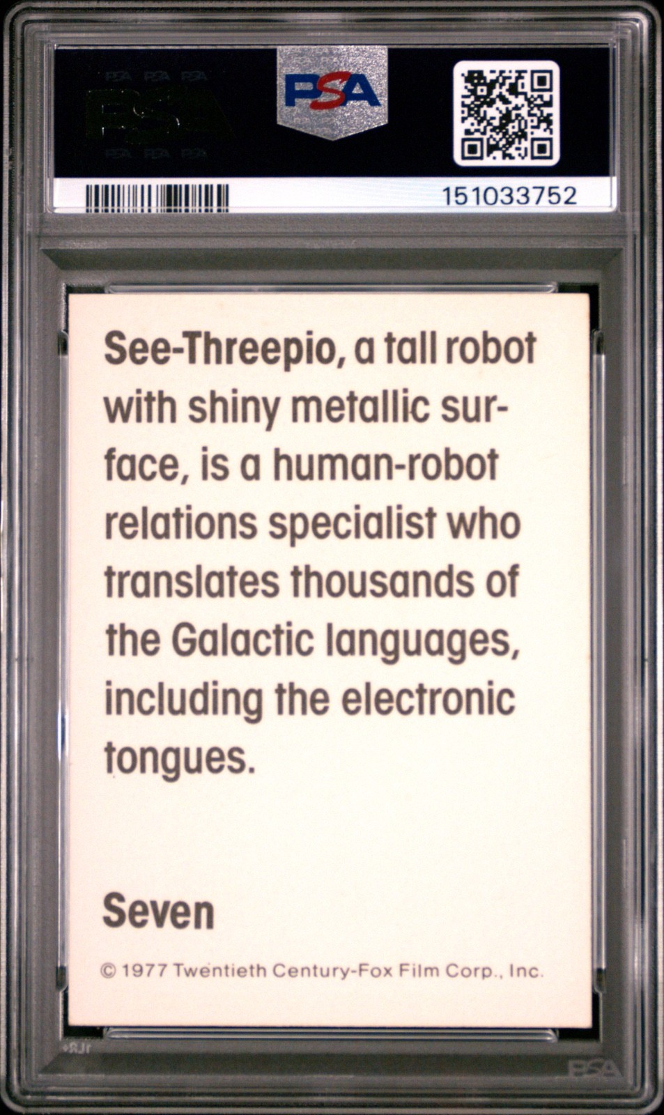 Star Wars 1977 Wonder Bread See-Threepio #7 PSA 7 CERT#151033752 - Image 2