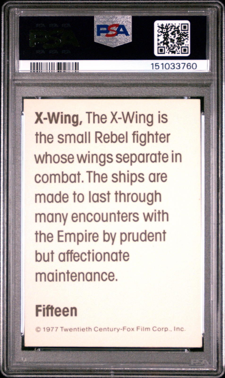 Star Wars 1977 Wonder Bread X-Wing #15 PSA 7 CERT#151033760 - Image 2