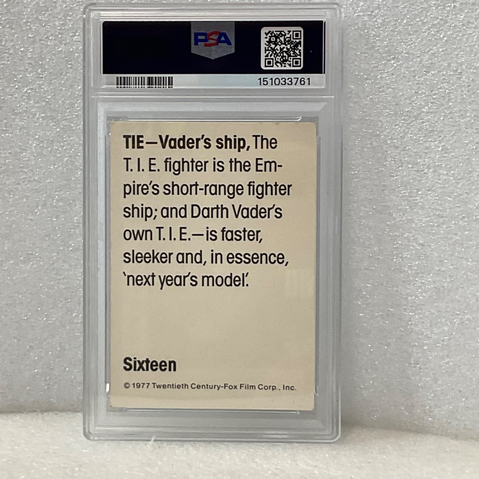 1977 Star Wars Wonder Bread #16 TIE-Vader's Ship PSA 7 CERT#151033761 - Image 5