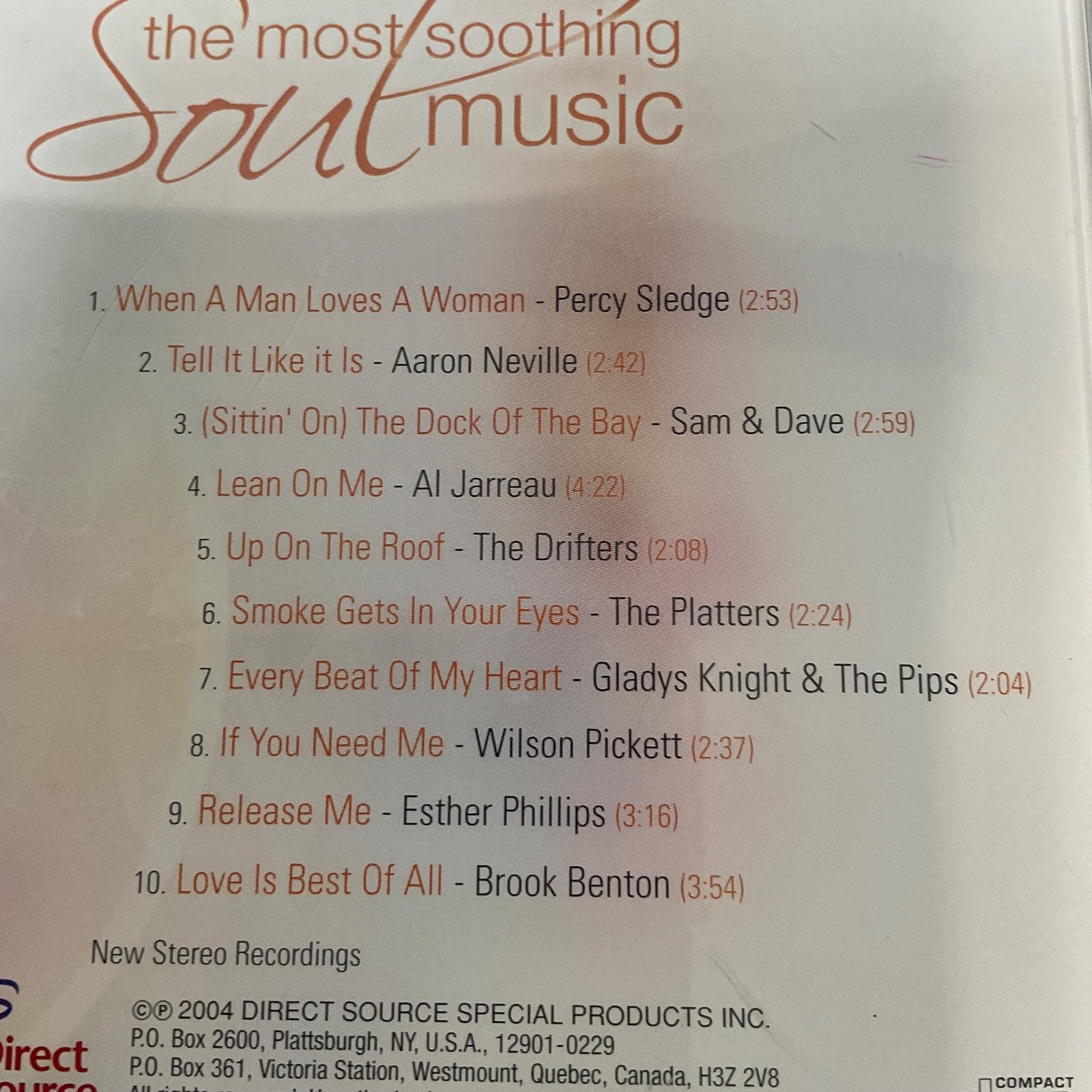 The Most Soothing Soul Music CD Various Artists 2004 Direct Source - Image 10
