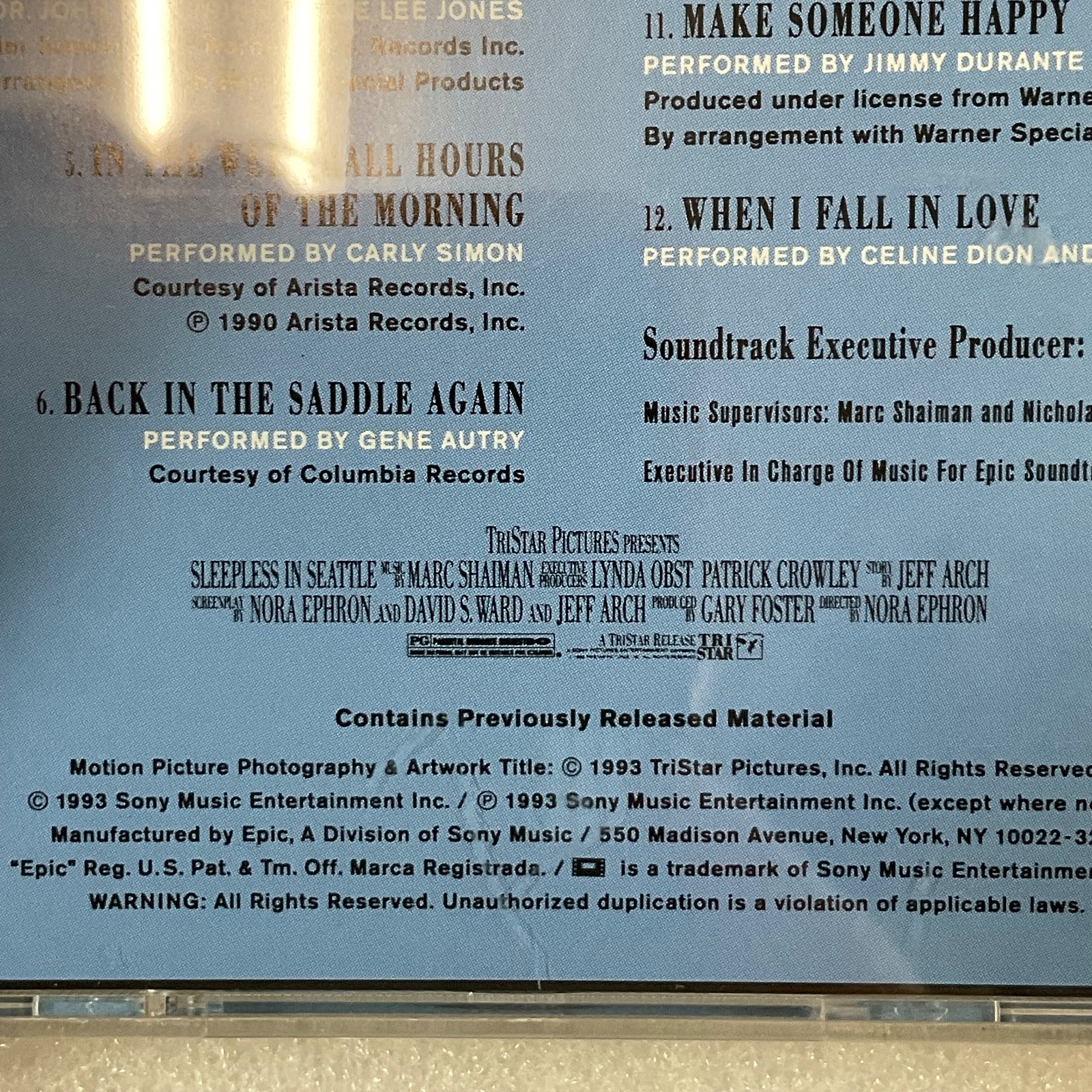 Sleepless in Seattle Original Motion Picture Soundtrack CD Epic 1993 - Image 12