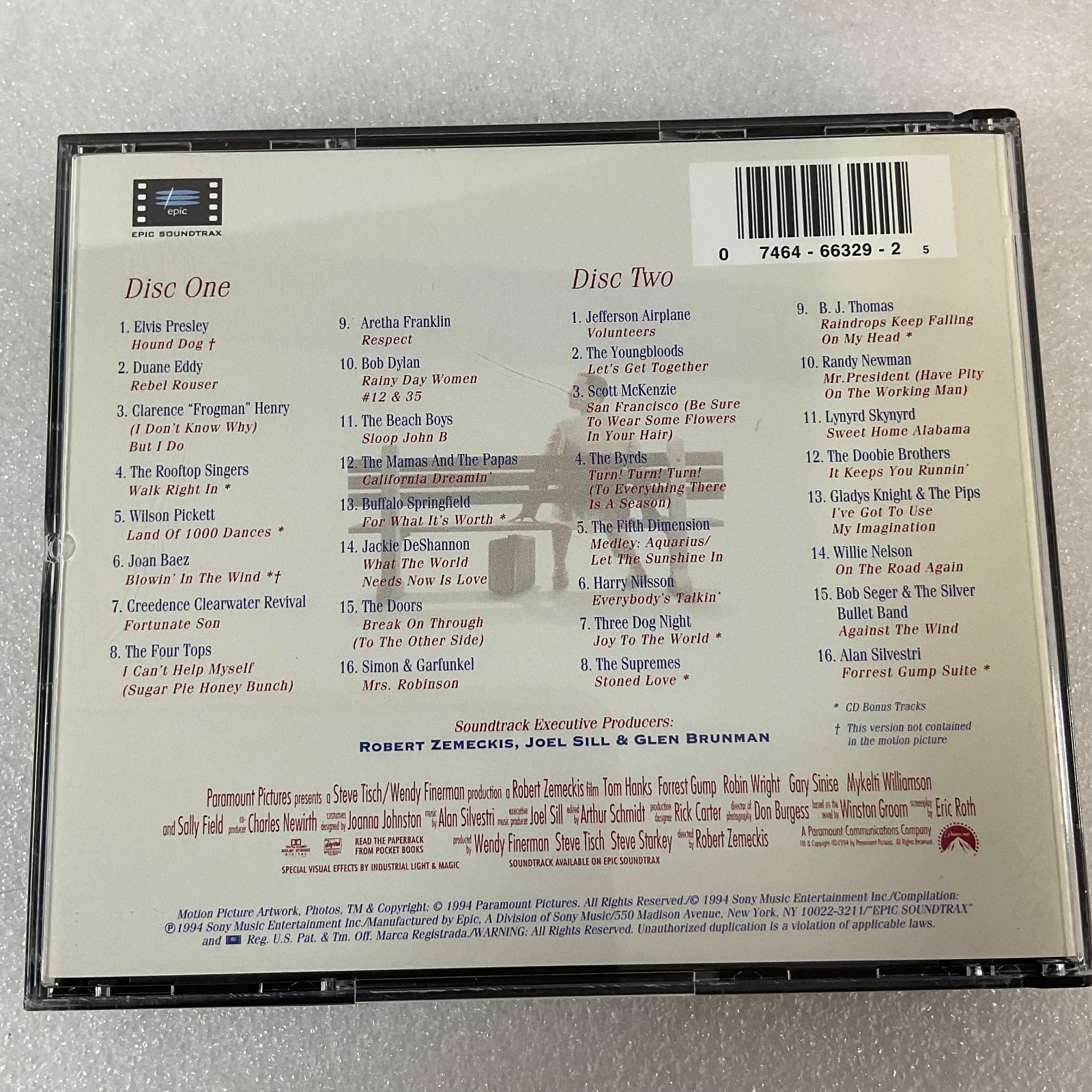 Forrest Gump The Soundtrack 2 CD Set 1994 Epic Soundtrax Classic Film Music - Image 2