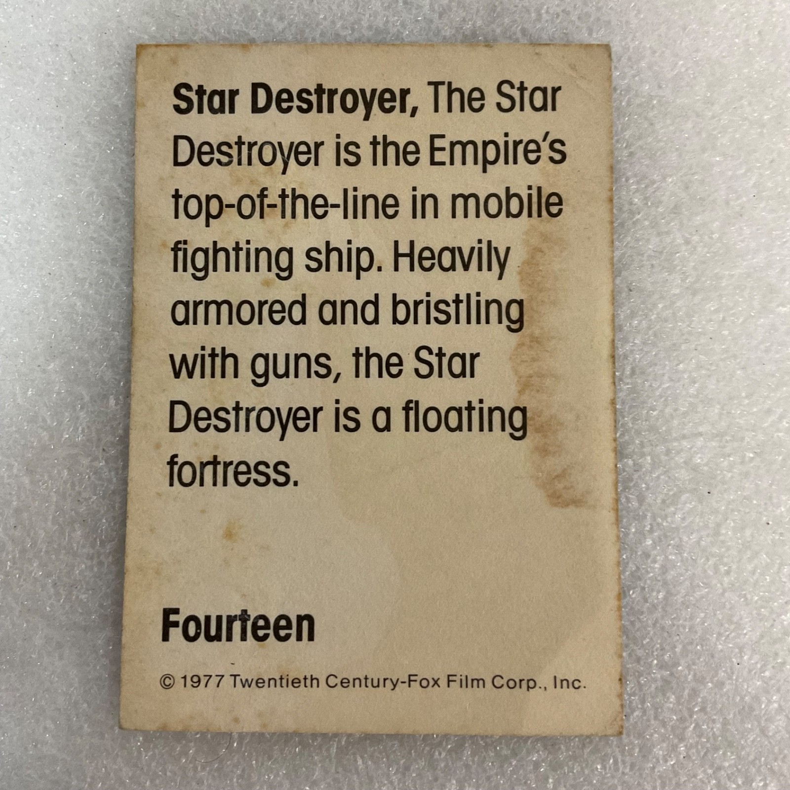 1977 Star Wars Wonder Bread Star Destroyer Card #14 - Image 2