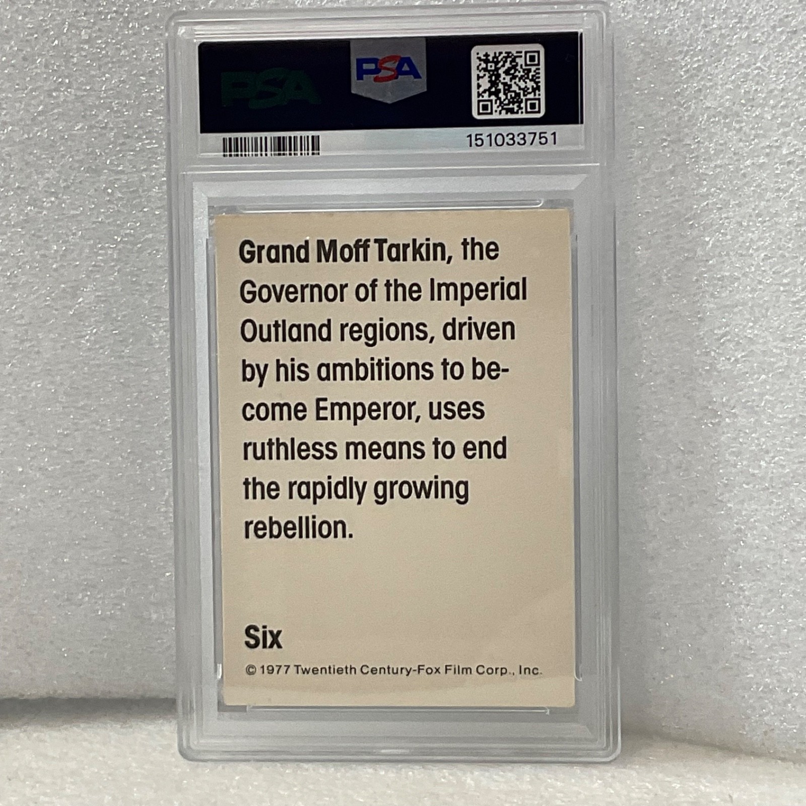 1977 Star Wars Wonder Bread Grand Moff Tarkin #6 PSA 7 CERT#151033751 - Image 5