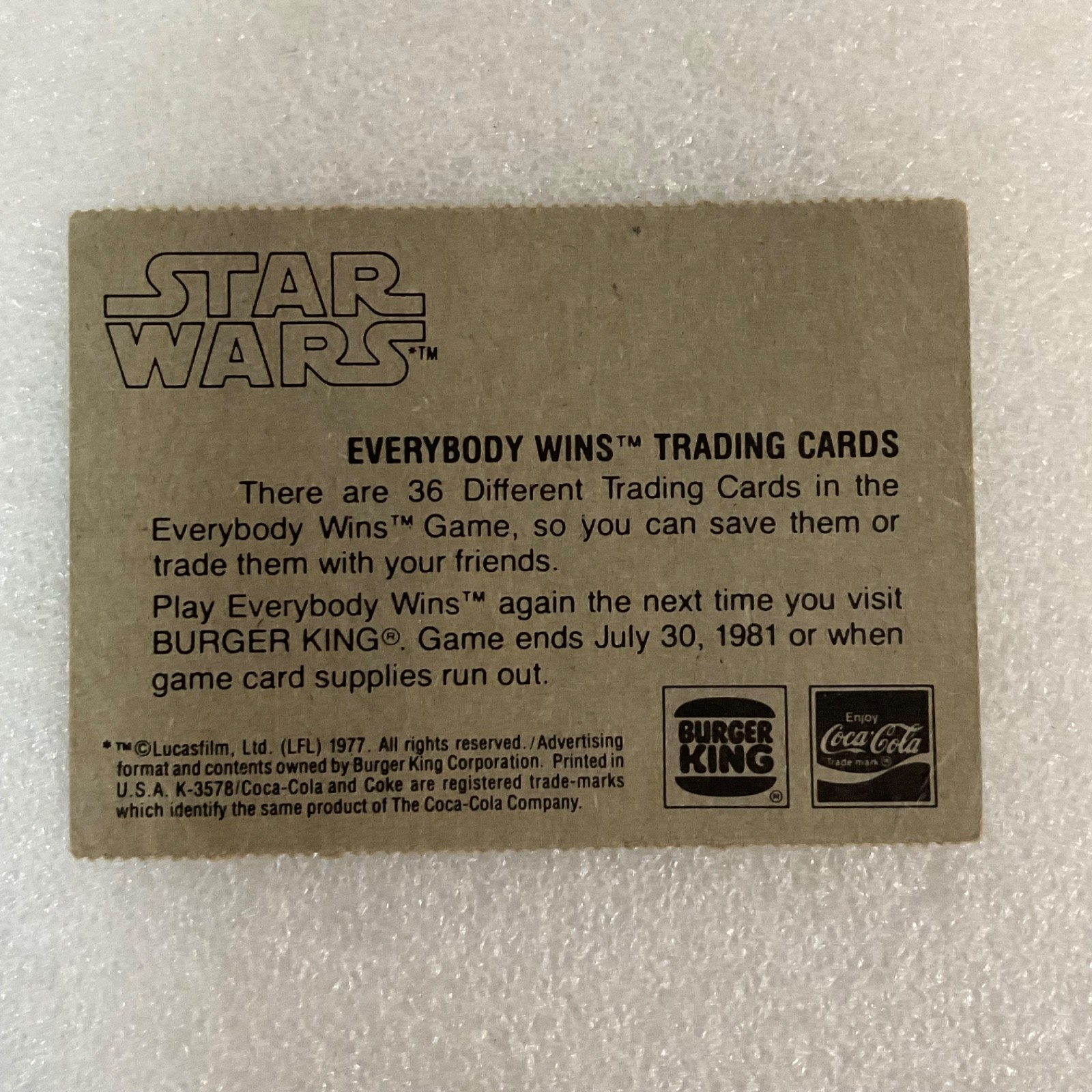 Star Wars 1977 Raid On The Death Star! Burger King Trading Card - Image 2