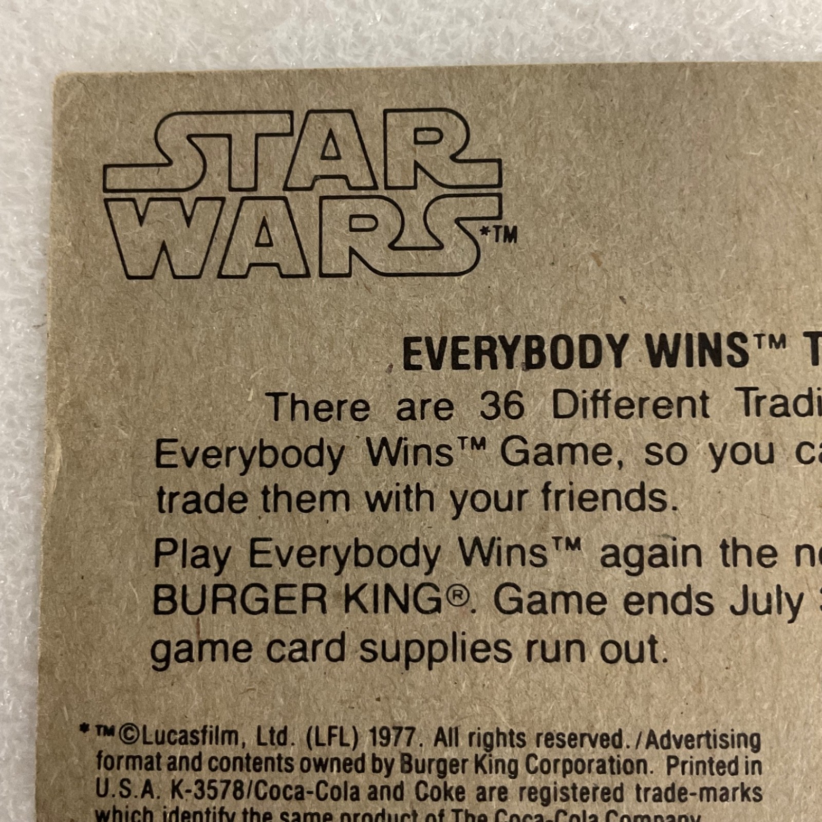 Star Wars 1977 Cantina Denizens Burger King Trading Card - Image 7