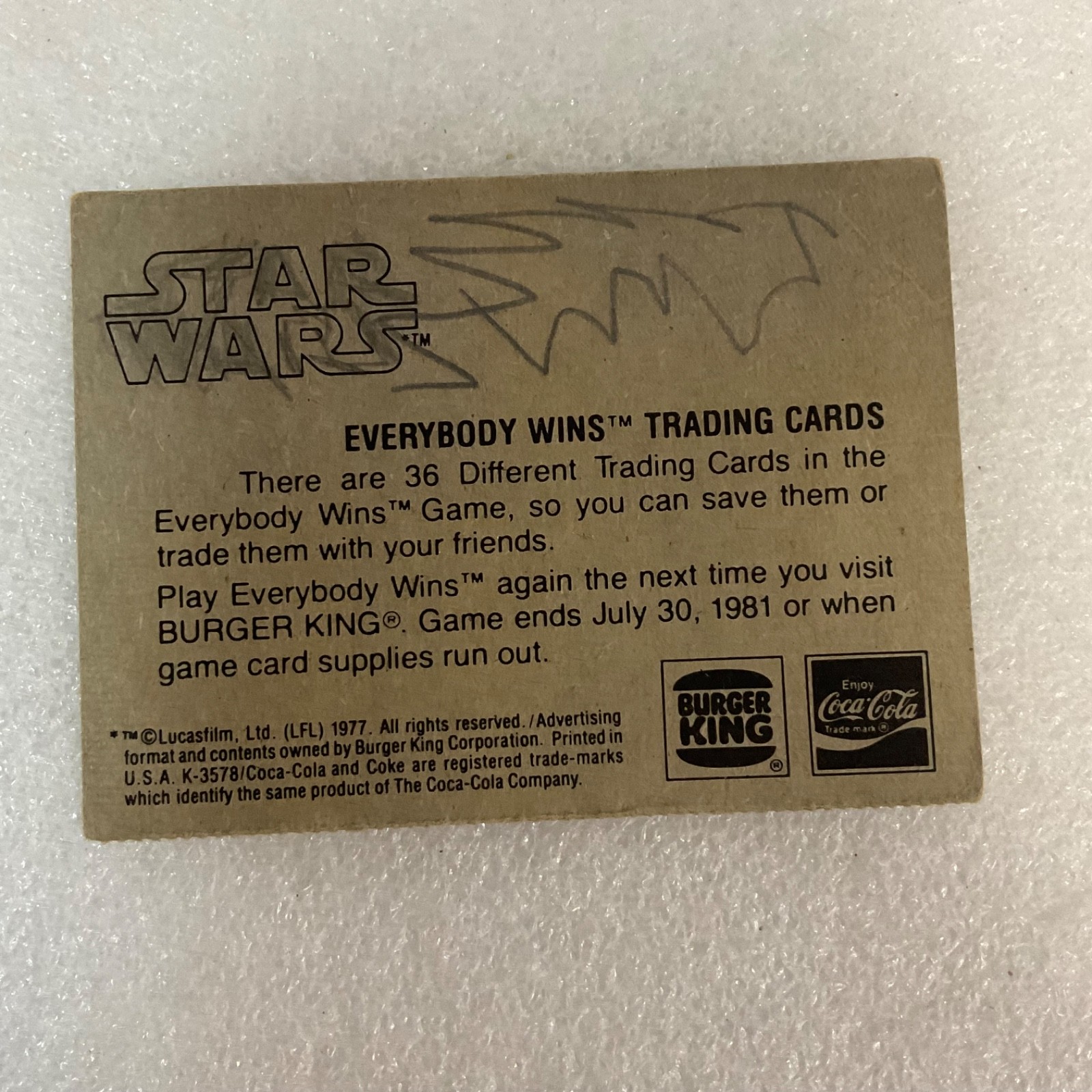 Star Wars Space Adventurer Han Solo Card Burger King - Image 3