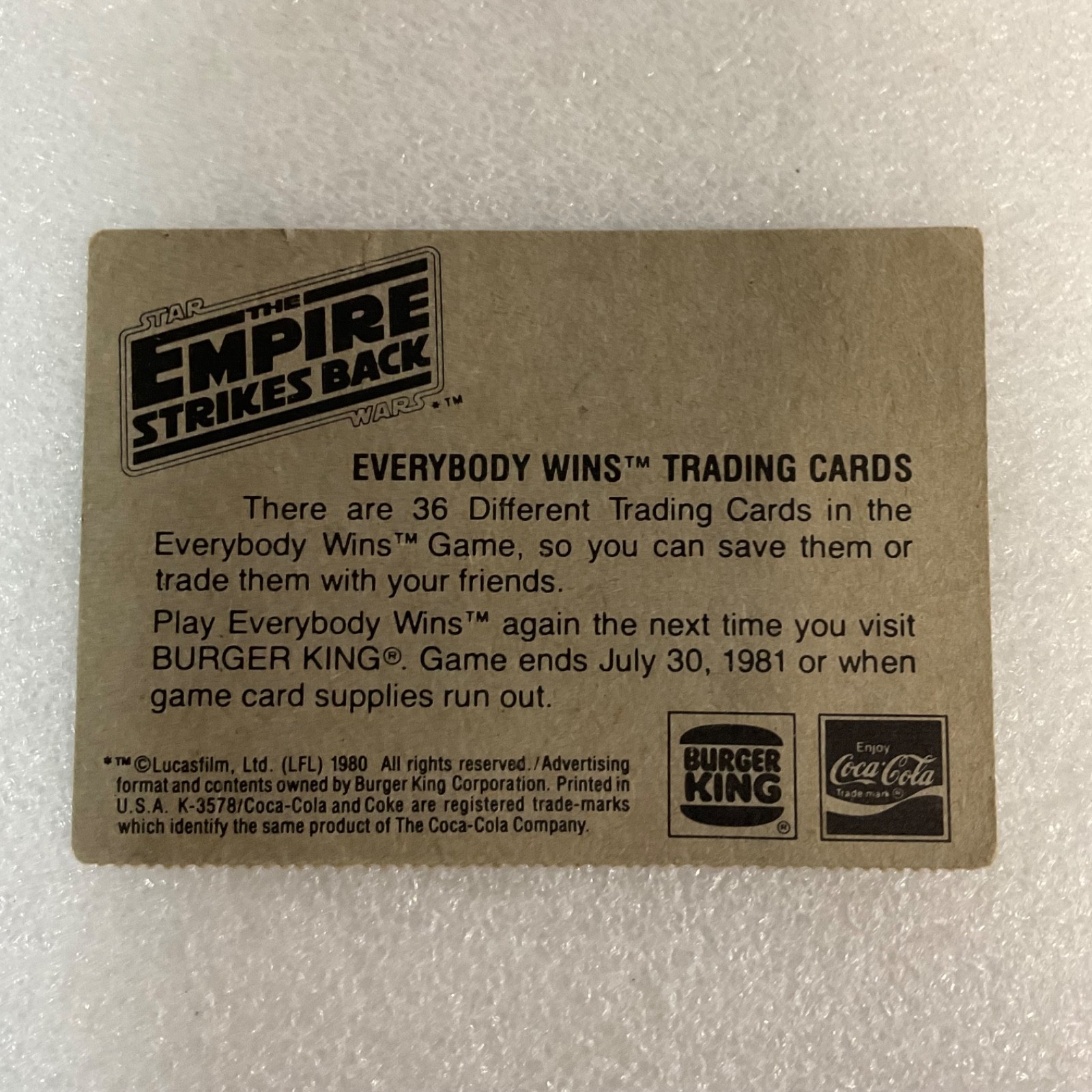 Star Wars 1980 Empire Strikes Back Seduced By The Dark Side Trading Card - Image 2