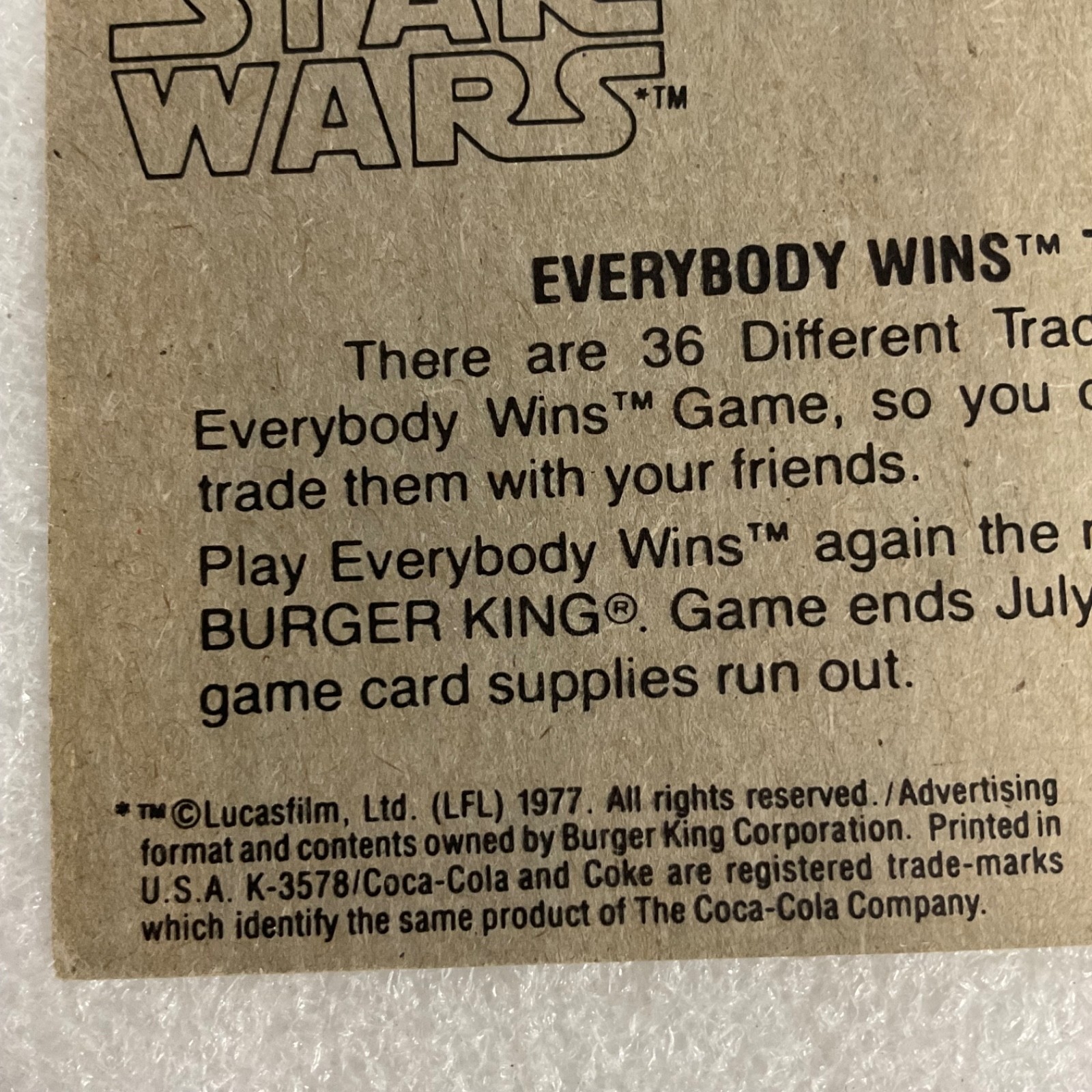 Star Wars 1981 Burger King Everybody Wins R2-D2 and C-3PO Card - Image 10