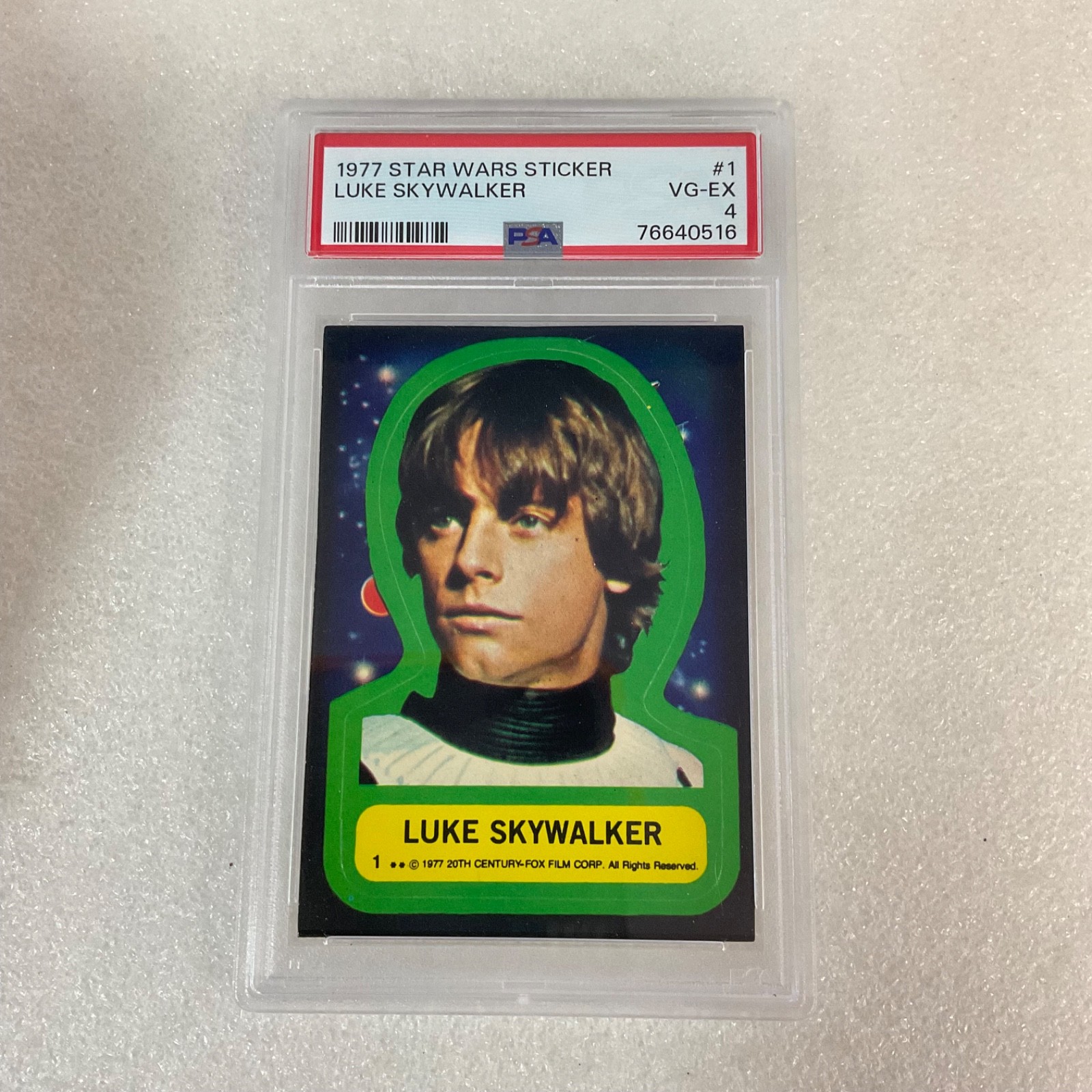 Star Wars 1977 Luke Skywalker Sticker Card #1 PSA 4 CERT#76640516 - Image 1