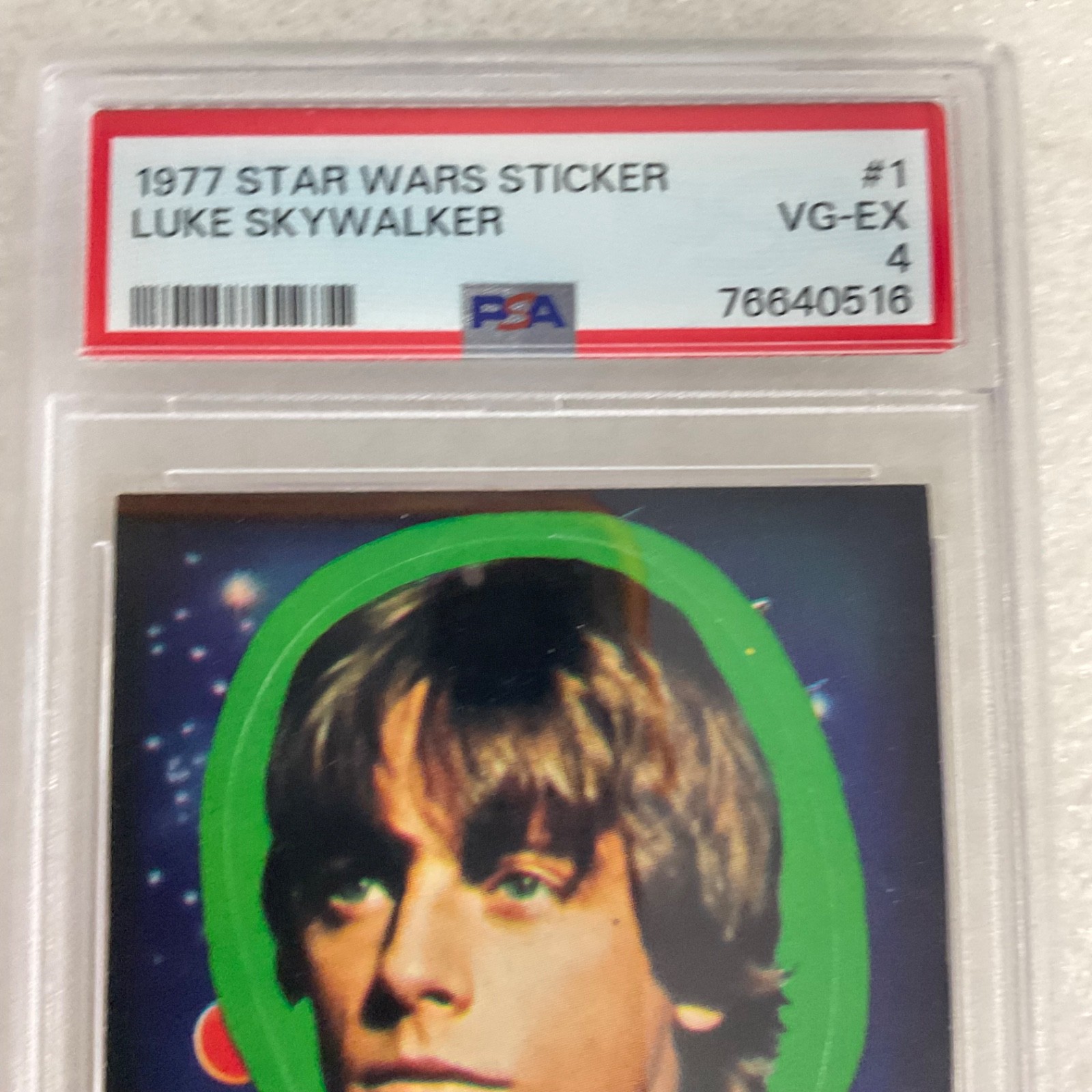 Star Wars 1977 Luke Skywalker Sticker Card #1 PSA 4 CERT#76640516 - Image 3