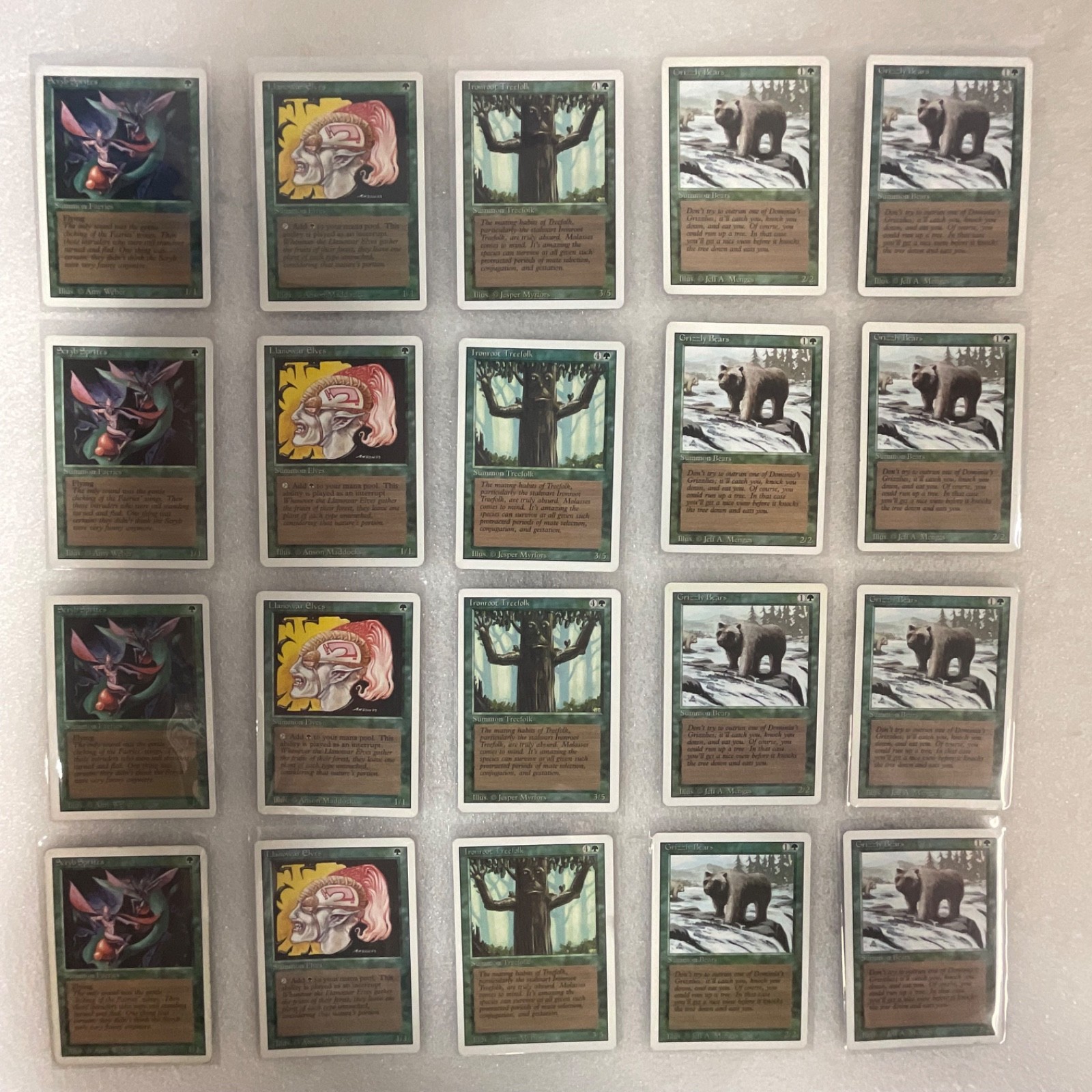 MTG 20 Card Green Lot Revised 3ED Grizzly Bears Llanowar Elves - Image 1