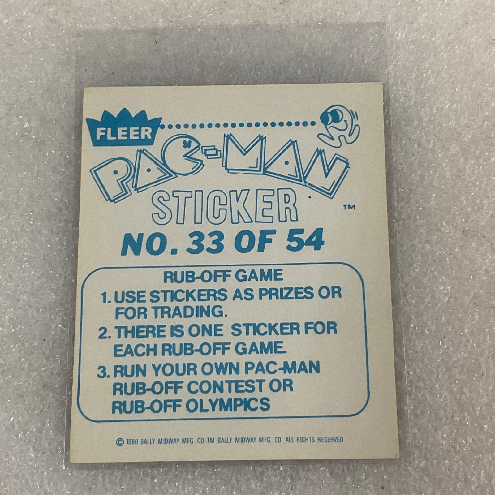 1980 Fleer Pac-Man Sticker #33 Happiness Is A Hungry Pac-Man Ungraded - Image 2