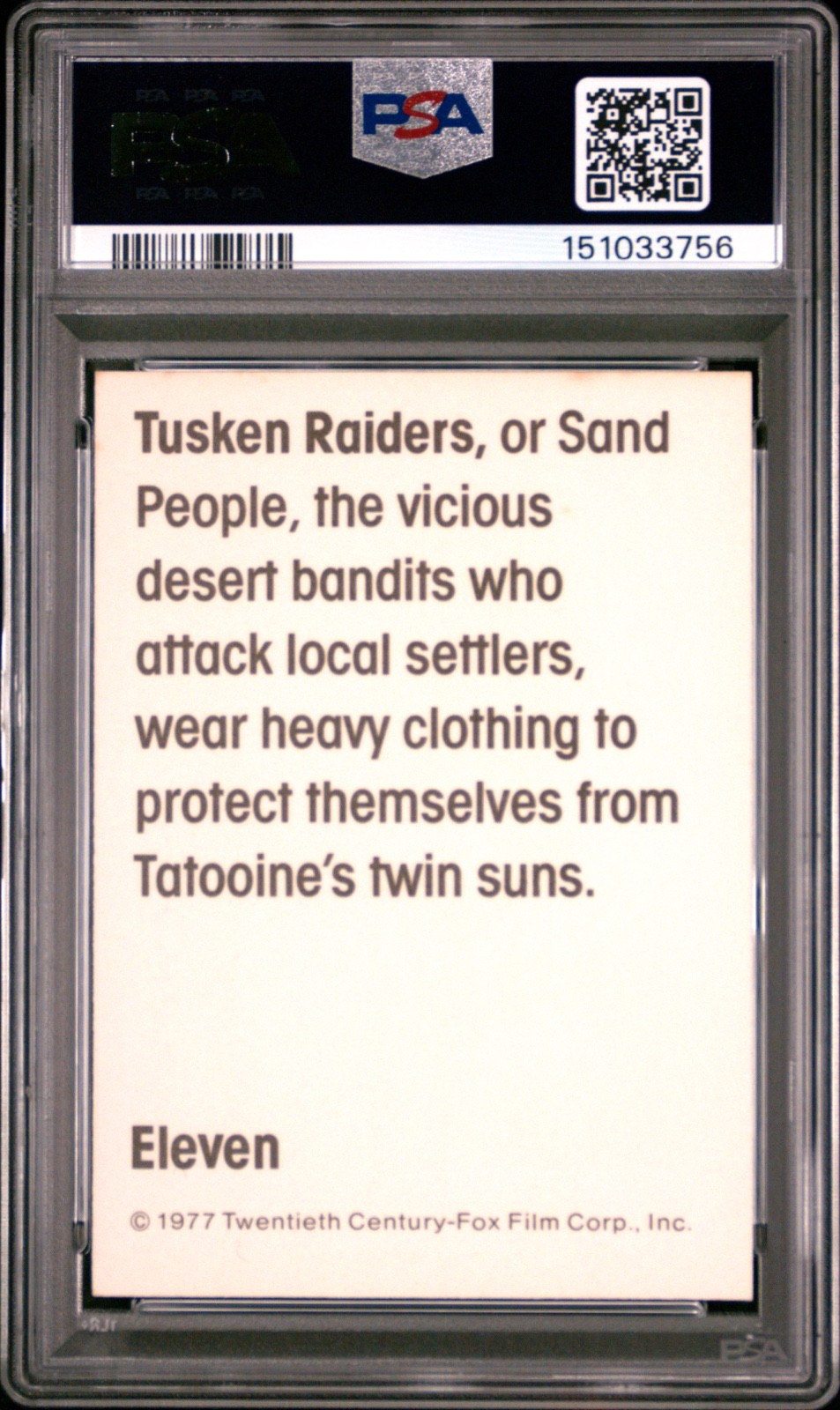 1977 Star Wars Wonder Bread #11 Tusken Raiders PSA 8 OC CERT#151033756 - Image 2