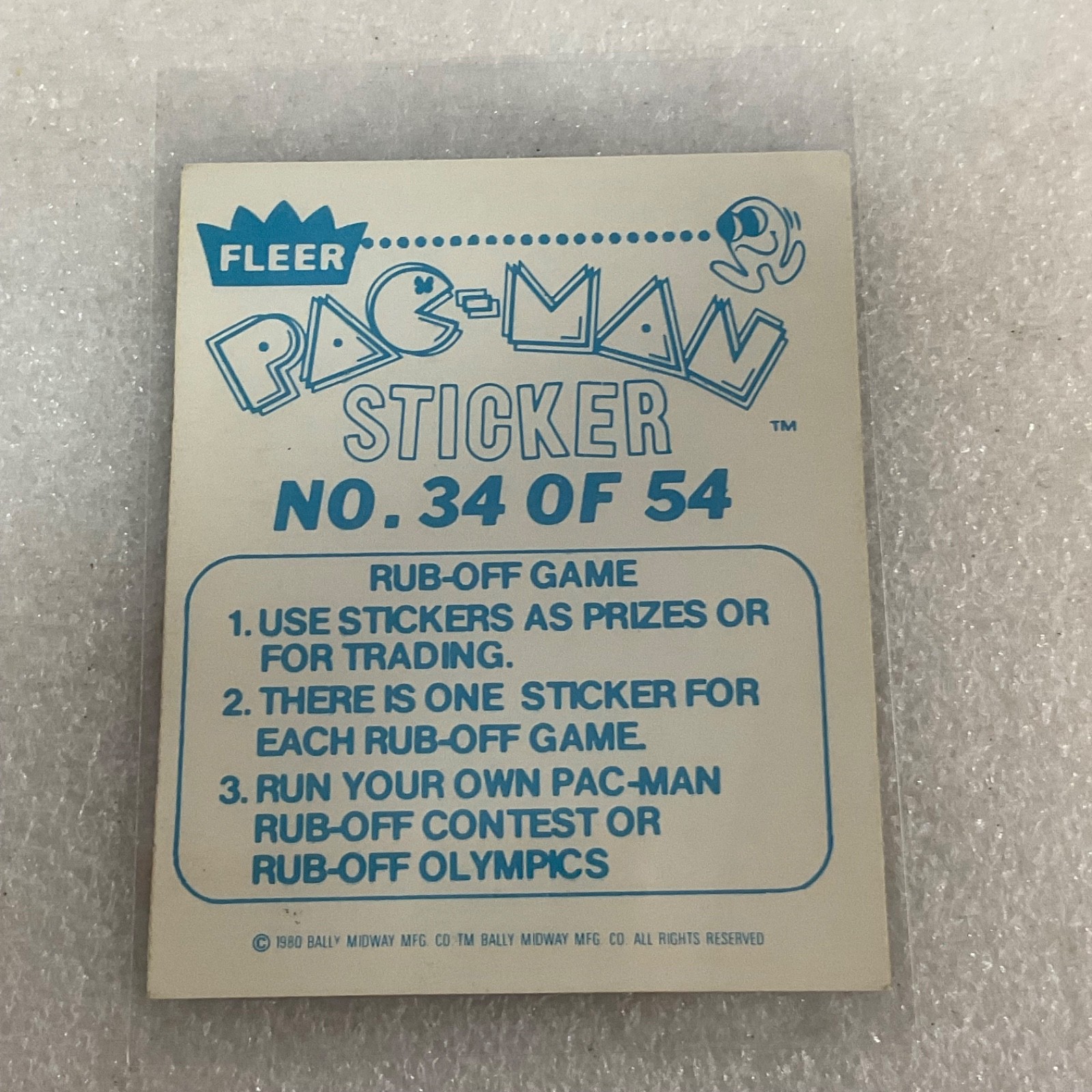 1980 Fleer Pac-Man Sticker #34 Catch Me If You Can Blue Ghost Ungraded - Image 2