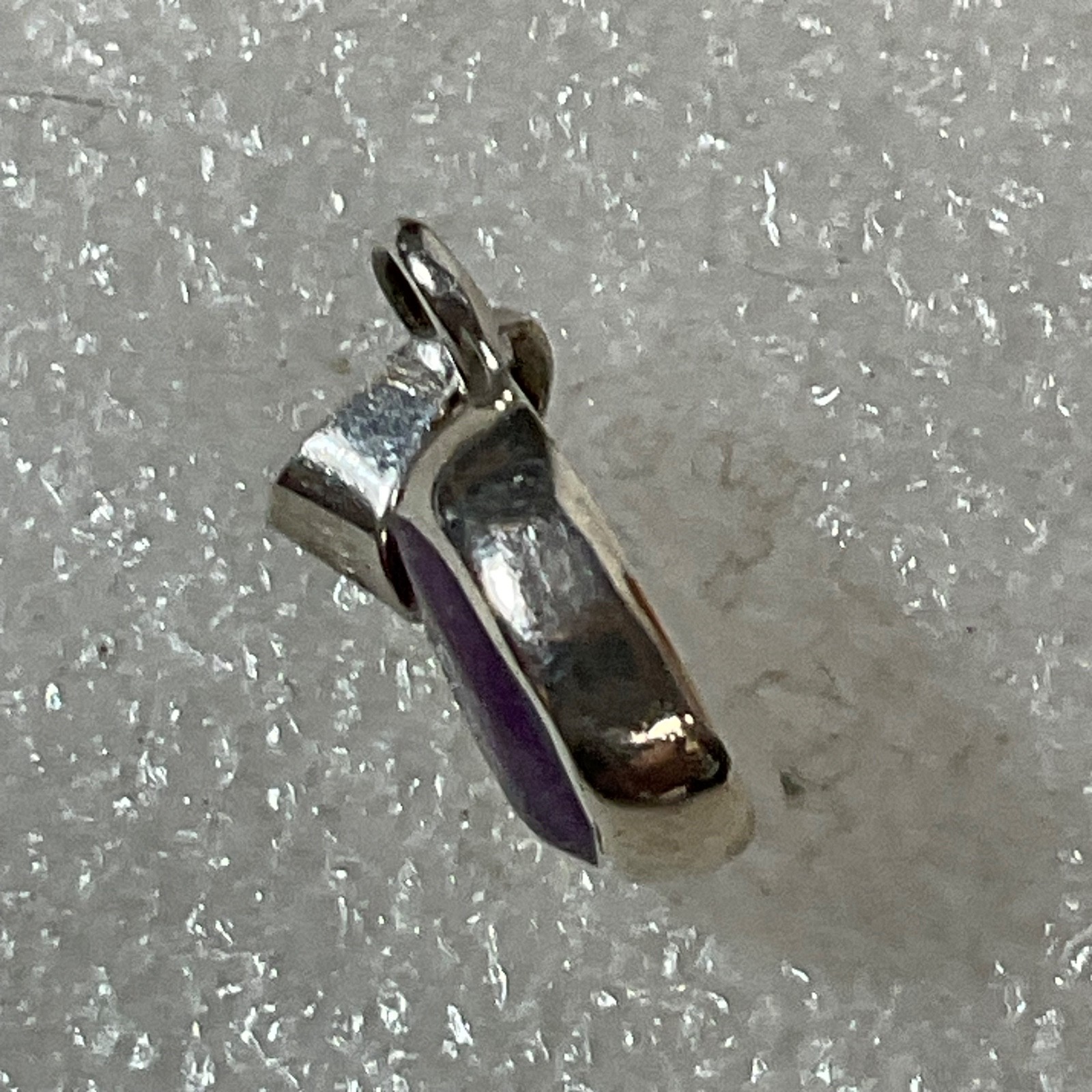 Mexico 925 Silver Pendant .75in Purple Stone Oval Bezel Setting 2.01g - Image 2