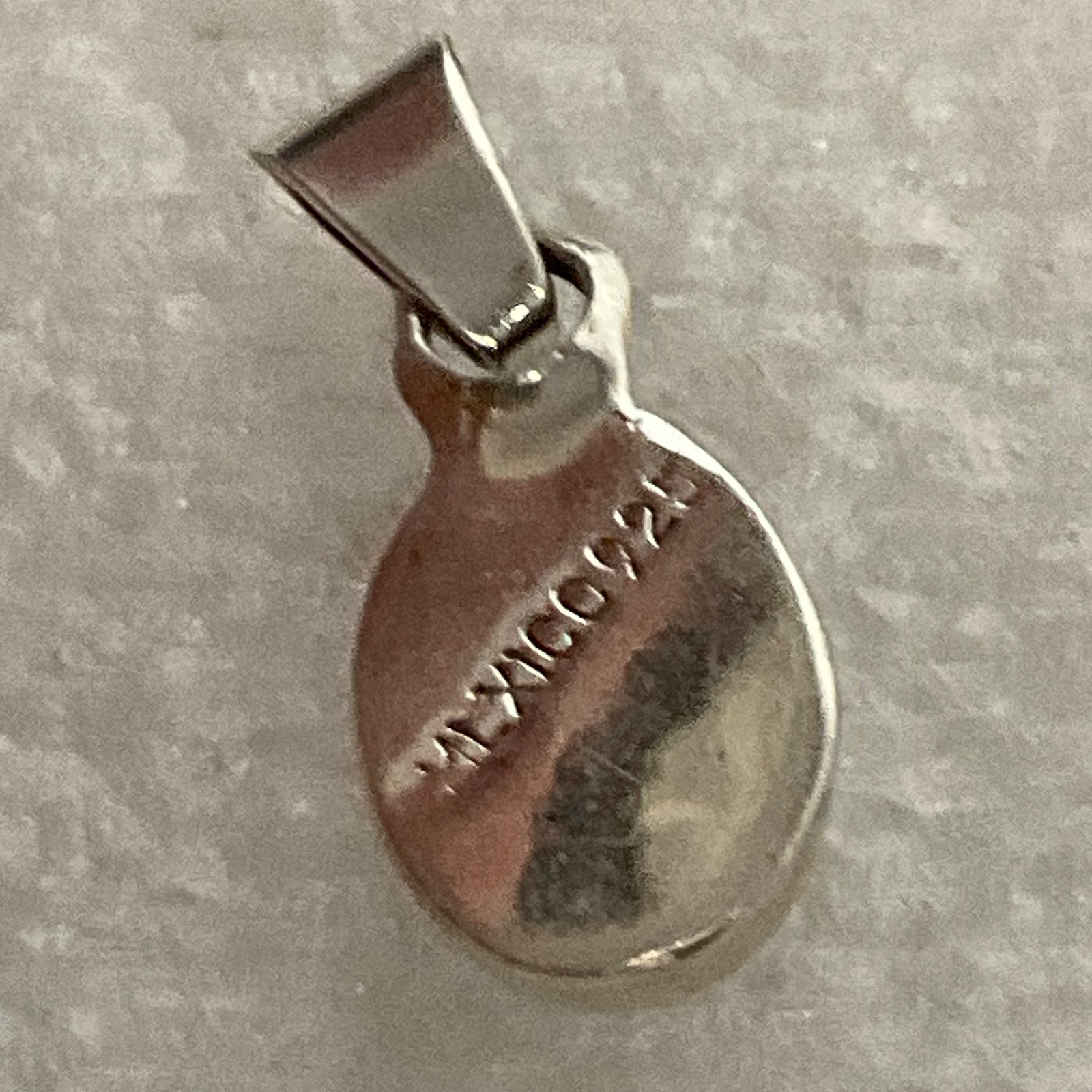 Mexico 925 Silver Pendant .75in Purple Stone Oval Bezel Setting 2.01g - Image 3