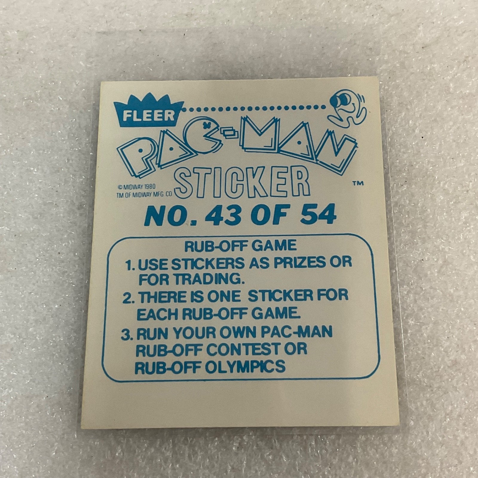 1980 Fleer Pac-Man Sticker #43 of 54 Gotcha Does It Again Ungraded - Image 2