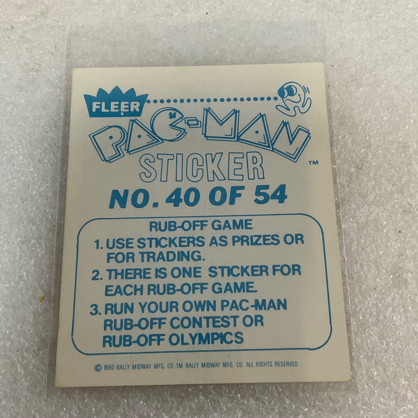 1980 Fleer Pac-Man Sticker #40 Got'em On The Run Gulp Ungraded - Image 2
