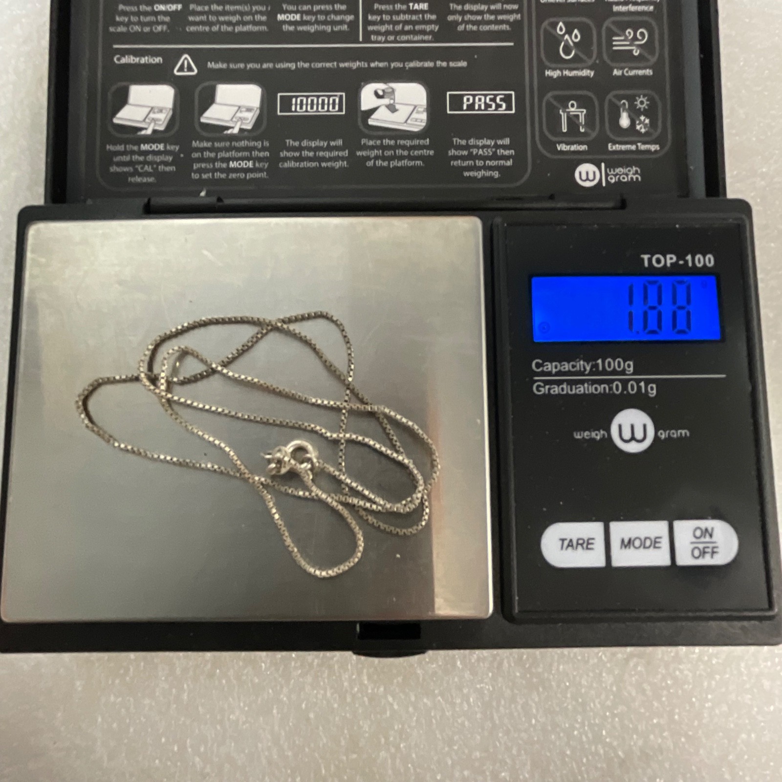 16in Italy FAS 925 Silver Box Chain Necklace 1.81g Fine Sterling Jewelry - Image 3