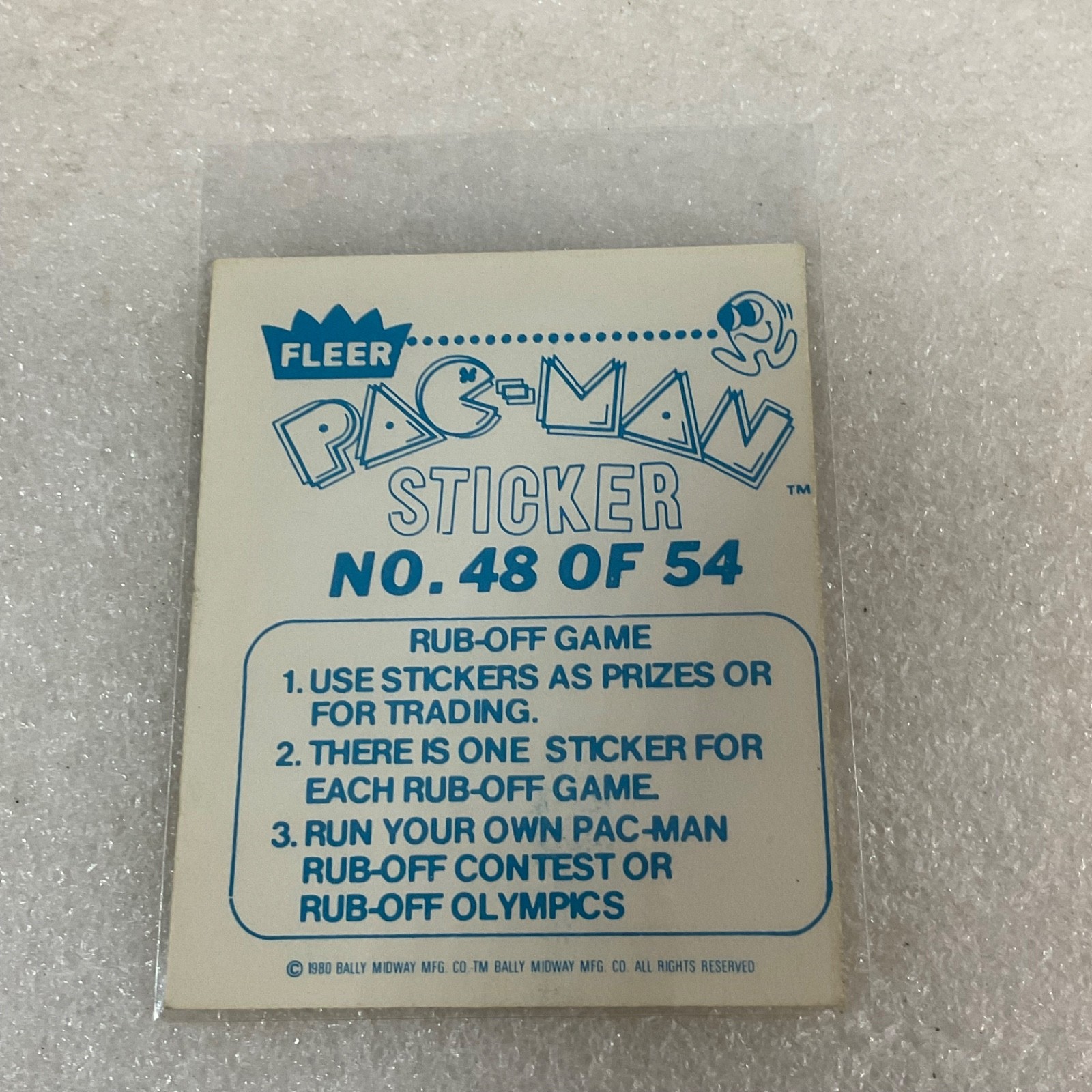 1980 Fleer Pac-Man Sticker #48 Report Card Bally Midway Ungraded - Image 2