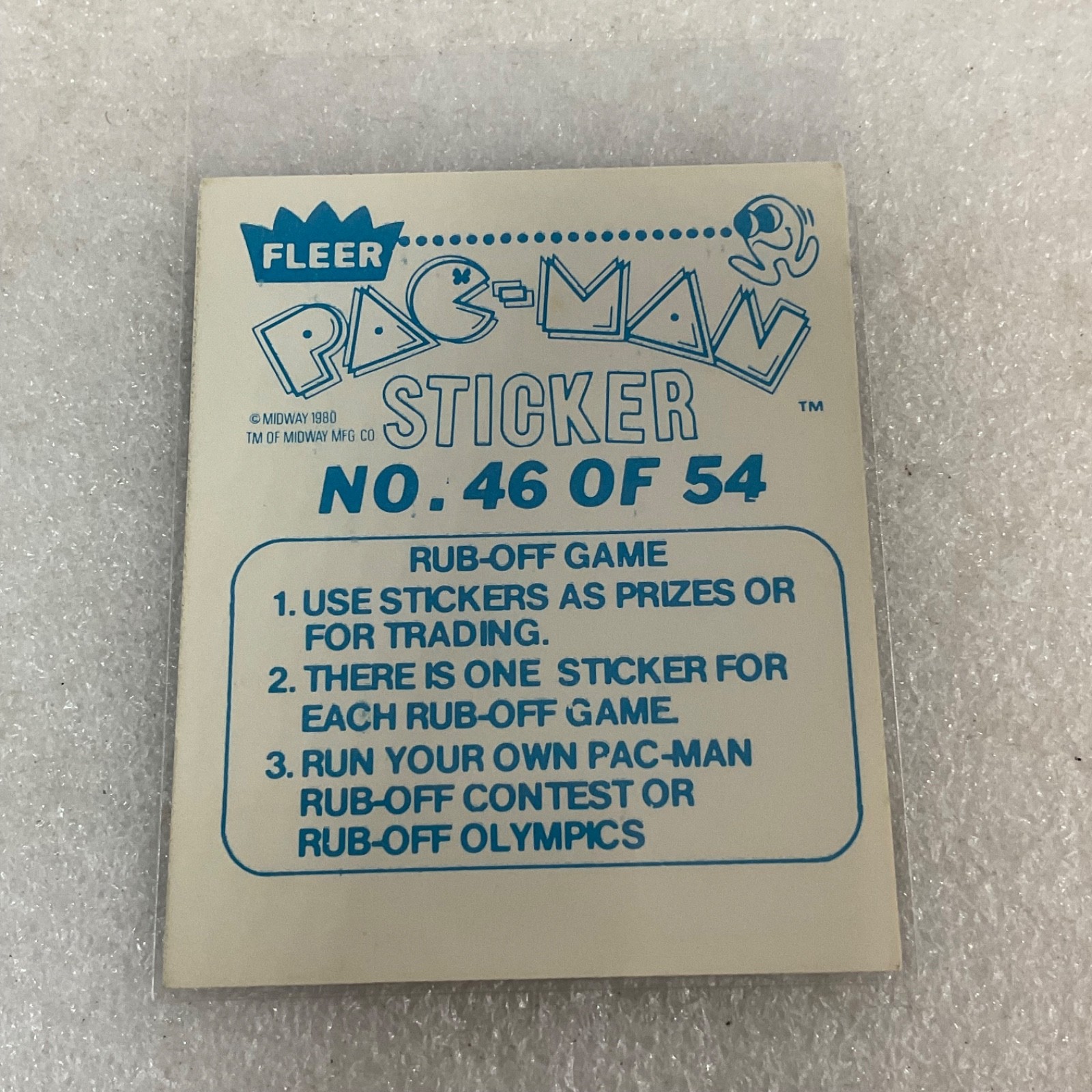 1980 Fleer Pac-Man Sticker #46 Watch Out For Pac-Man Ghost Ungraded - Image 2