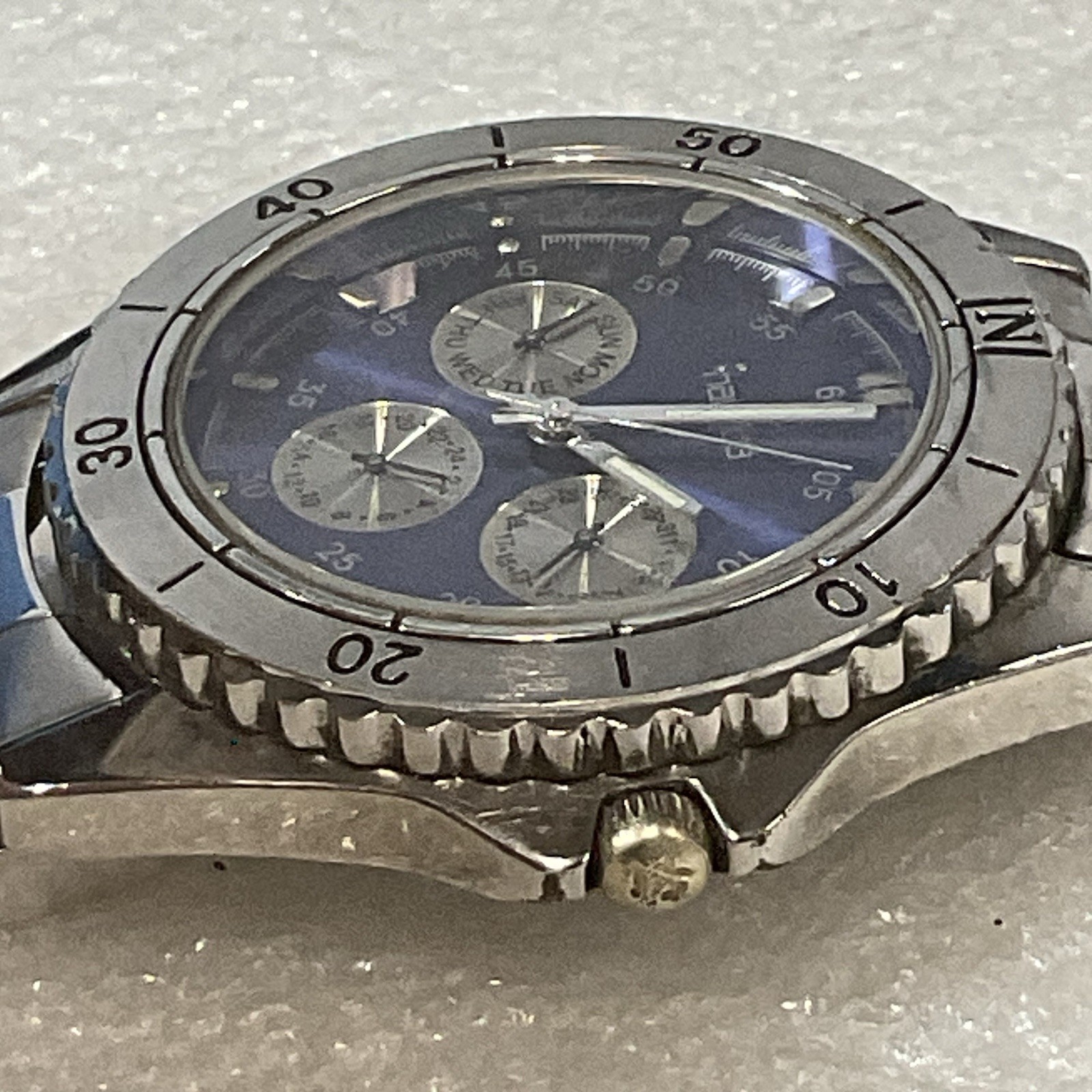 Nautica Watch Blue Dial Weekday 24hr Day Of Month 12 Hr Butterfly Band Preowned - Image 3