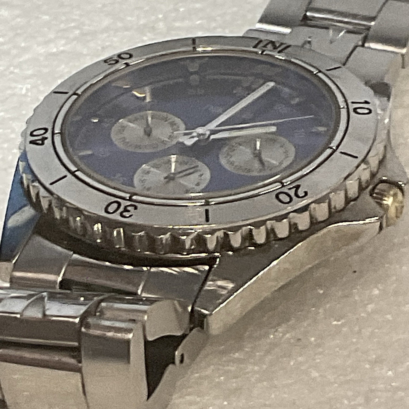 Nautica Watch Blue Dial Weekday 24hr Day Of Month 12 Hr Butterfly Band Preowned - Image 4