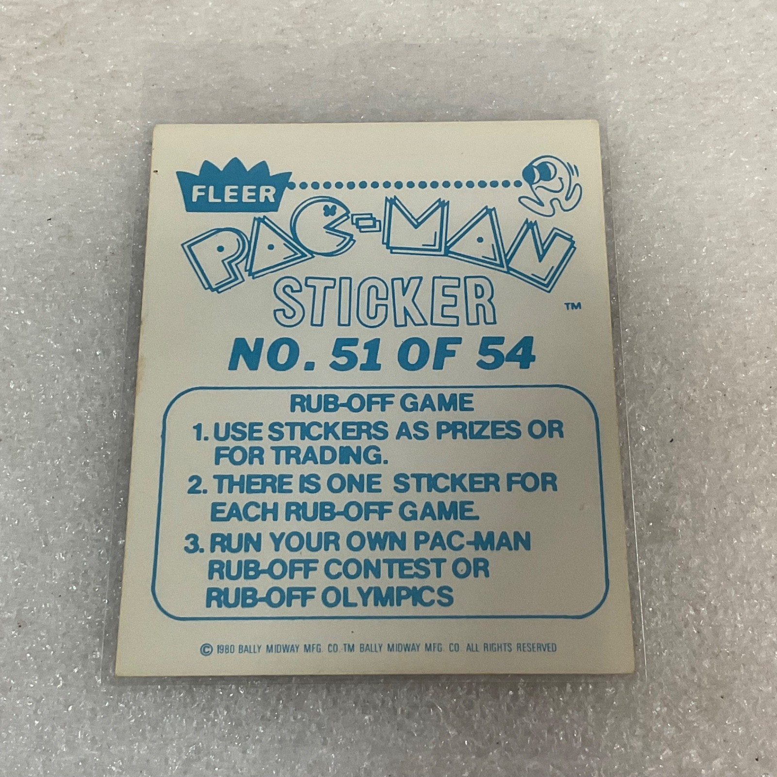 1980 Fleer Pac-Man Sticker #51 Happiness Is A Hungry Pac-Man Ungraded - Image 2