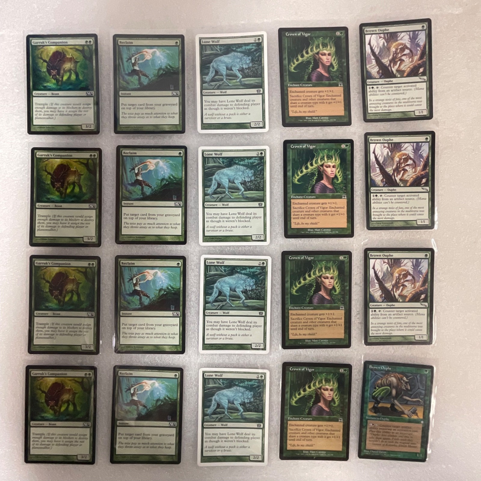 MTG 20 Card Green Lot Garruk's Companion Lone Wolf Crown of Vigor Mixed - Image 1