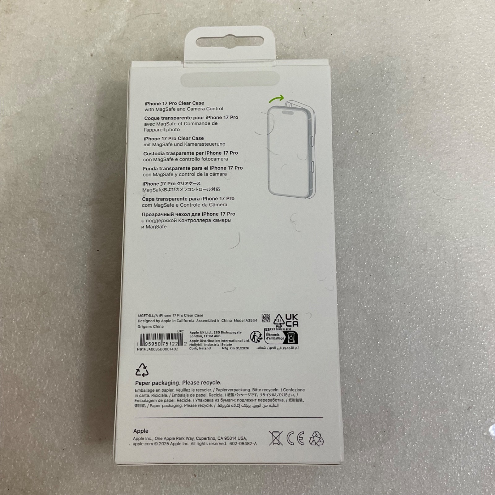 Apple iPhone 17 Pro Clear Case MagSafe Camera Control A3564 Open Box - Image 2