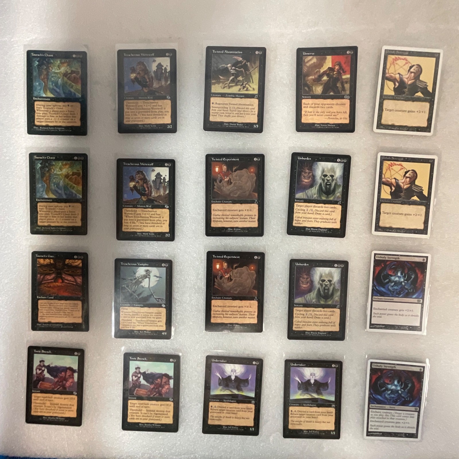 MTG 20 Card Black Lot Tourach’s Gate Unholy Strength Mixed Sets - Image 1