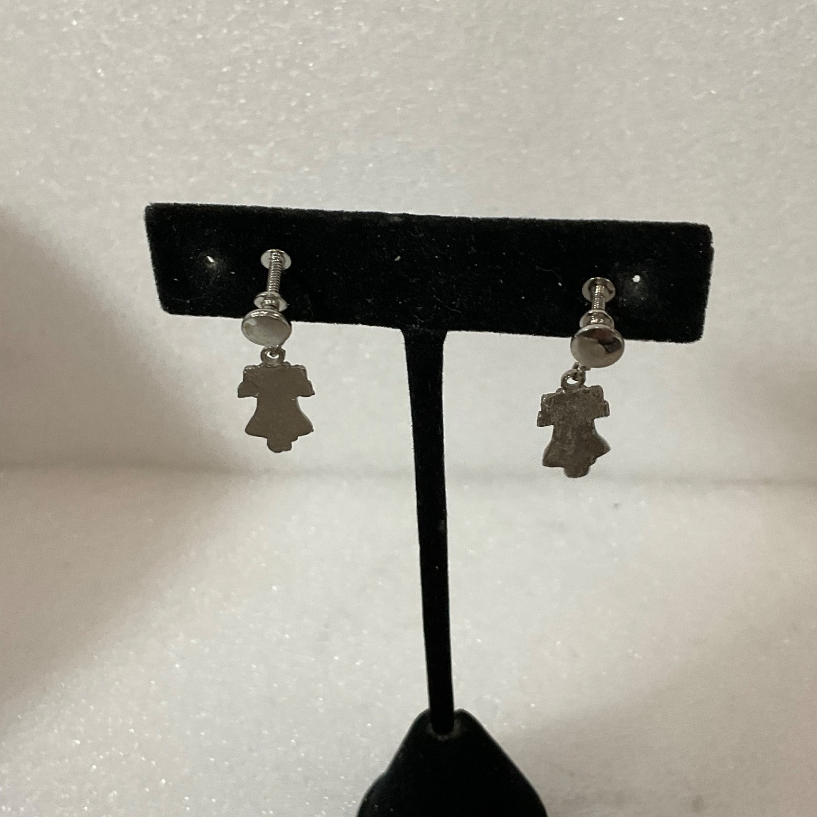 Vintage Silver Tone Liberty Bell Earrings Screw Back Patriotic USA 4.1g 1in - Image 8