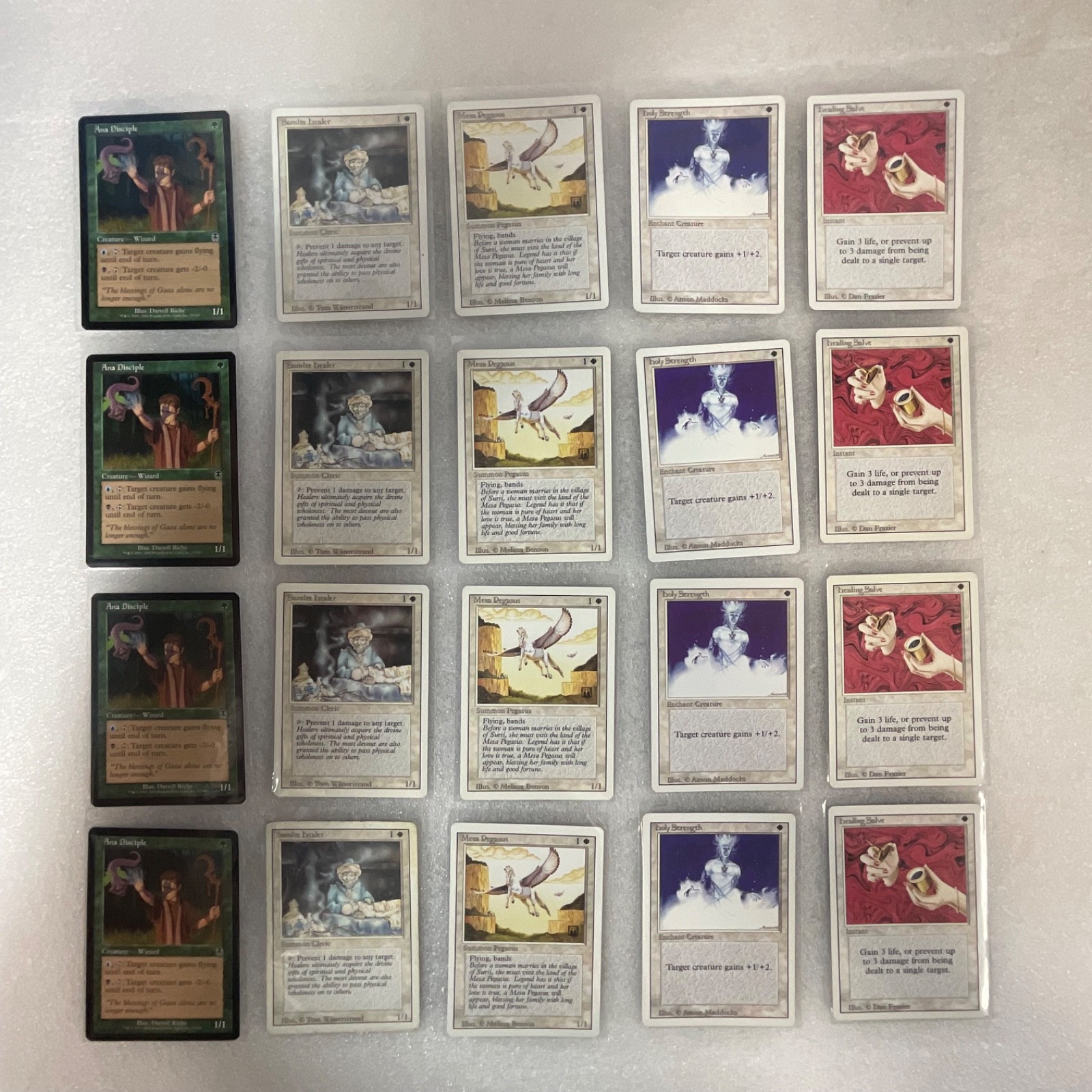 MTG 20 Card Lot Ana Disciple Darksteel + Revised White Cards Pegasus Salve - Image 1