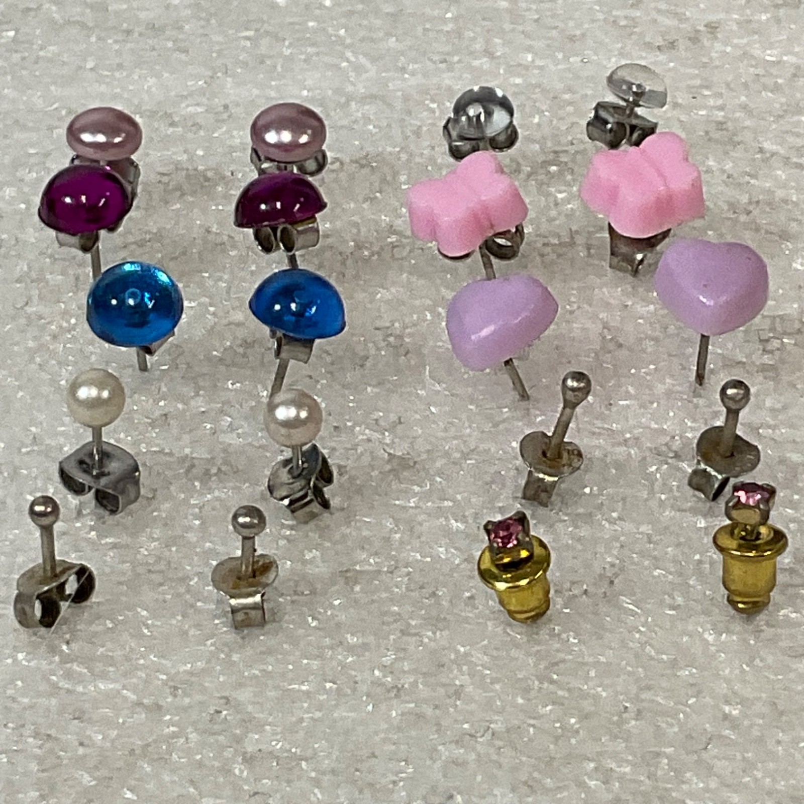 Lot of 10 Pairs Fashion Stud Earrings Mixed Colors Shapes Hearts Butterflies - Image 2