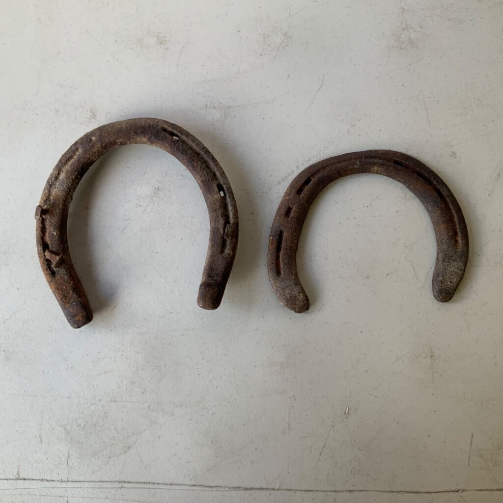 Lot of 2 Used Rusty Horseshoes Western Farm Decor Craft 5 in - Image 1