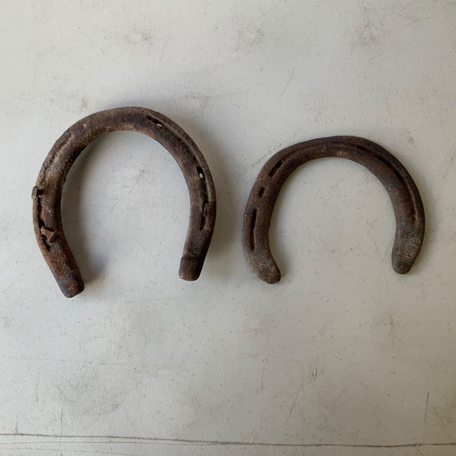 Lot of 2 Used Rusty Horseshoes Western Farm Decor Craft 5 in - Image 1