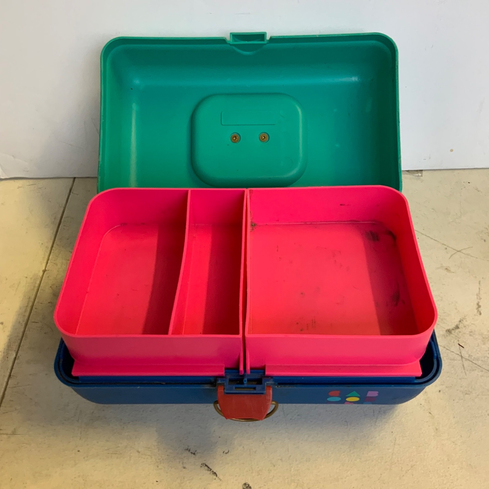 Caboodles Teal Blue Pink Plastic Makeup Organizer Case 12 in - Image 5