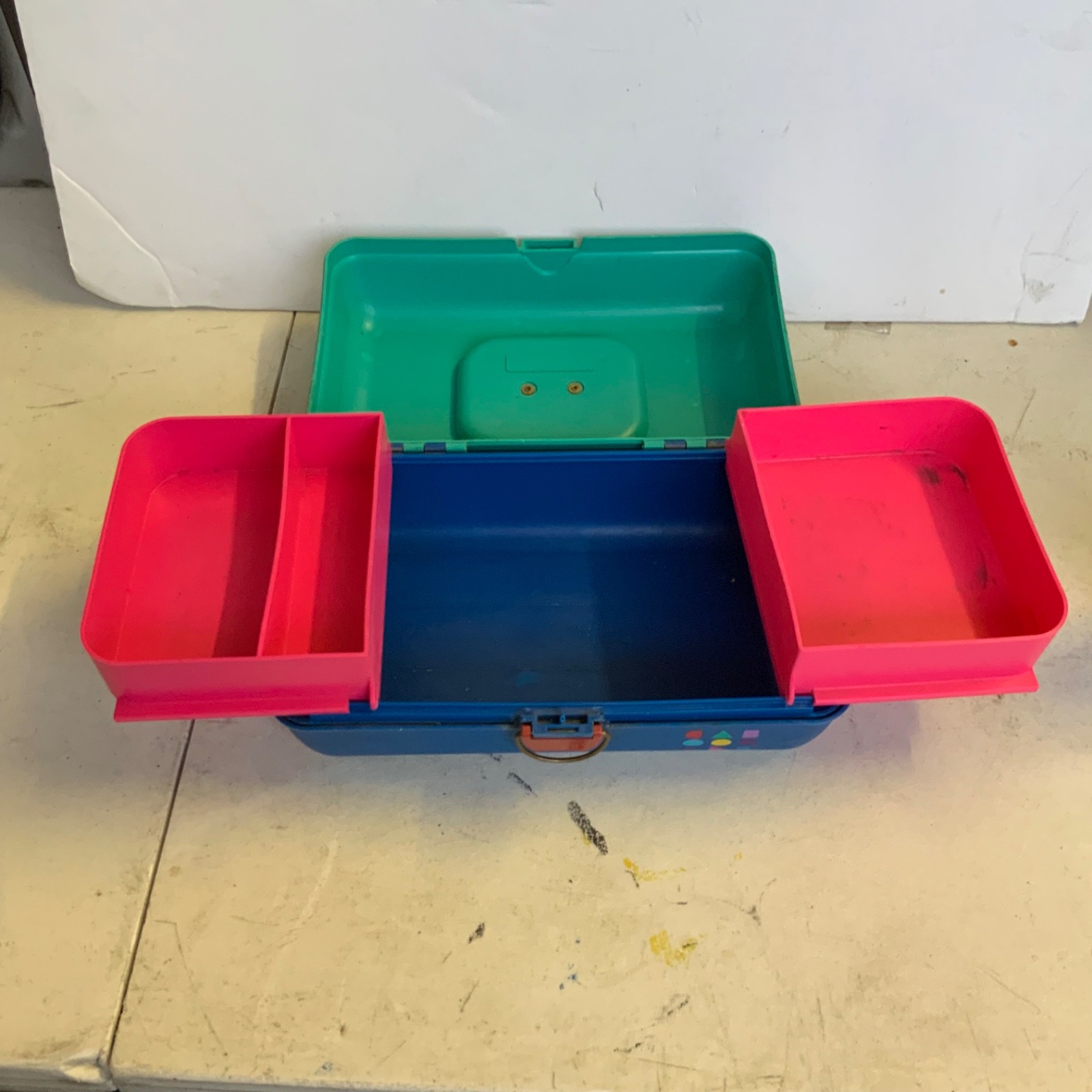 Caboodles Teal Blue Pink Plastic Makeup Organizer Case 12 in - Image 6