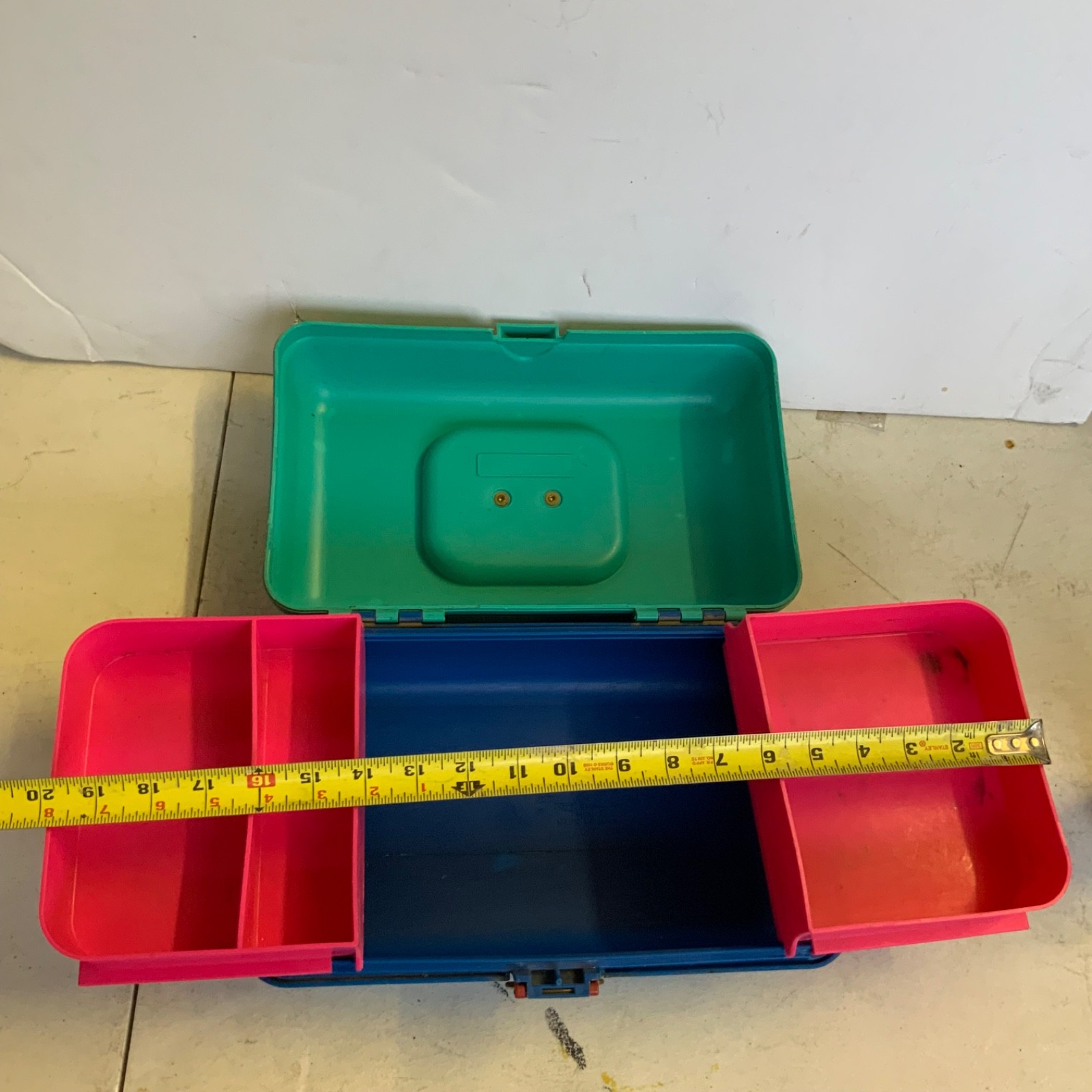 Caboodles Teal Blue Pink Plastic Makeup Organizer Case 12 in - Image 7