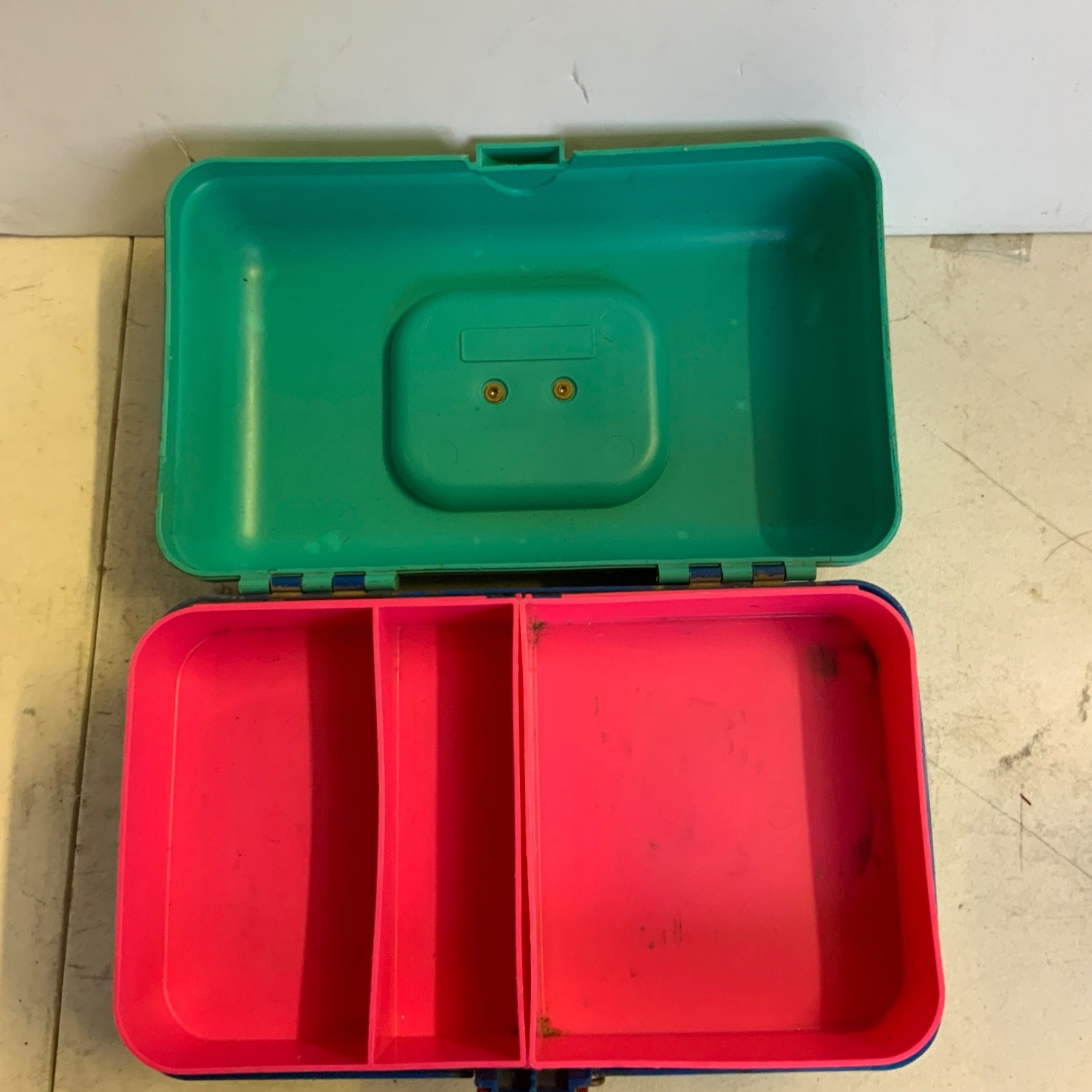 Caboodles Teal Blue Pink Plastic Makeup Organizer Case 12 in - Image 10