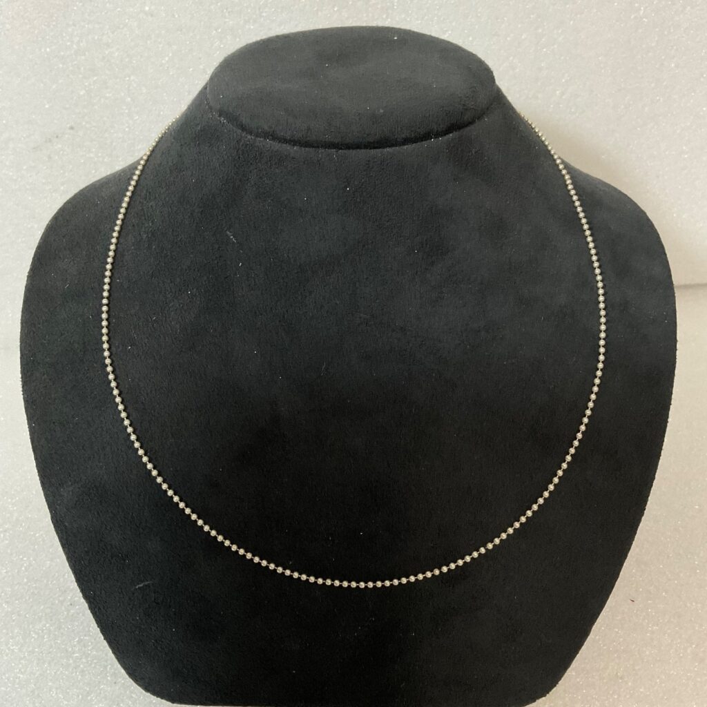 18in 925 Silver Ball Chain Necklace 3.06g Round Bead Link India Jewelry - Image 1